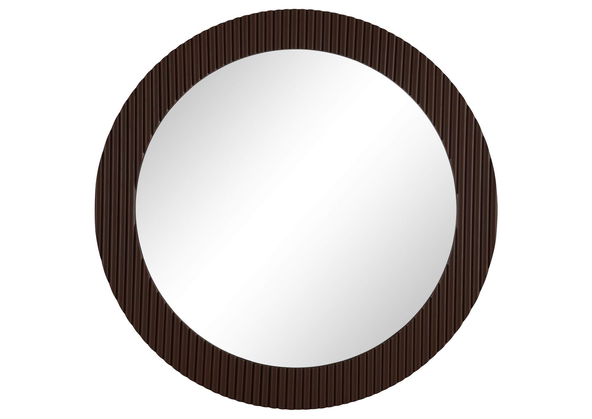Dexter 40 x 40 Inch Round Reeding Frame Wall Mirror Brown