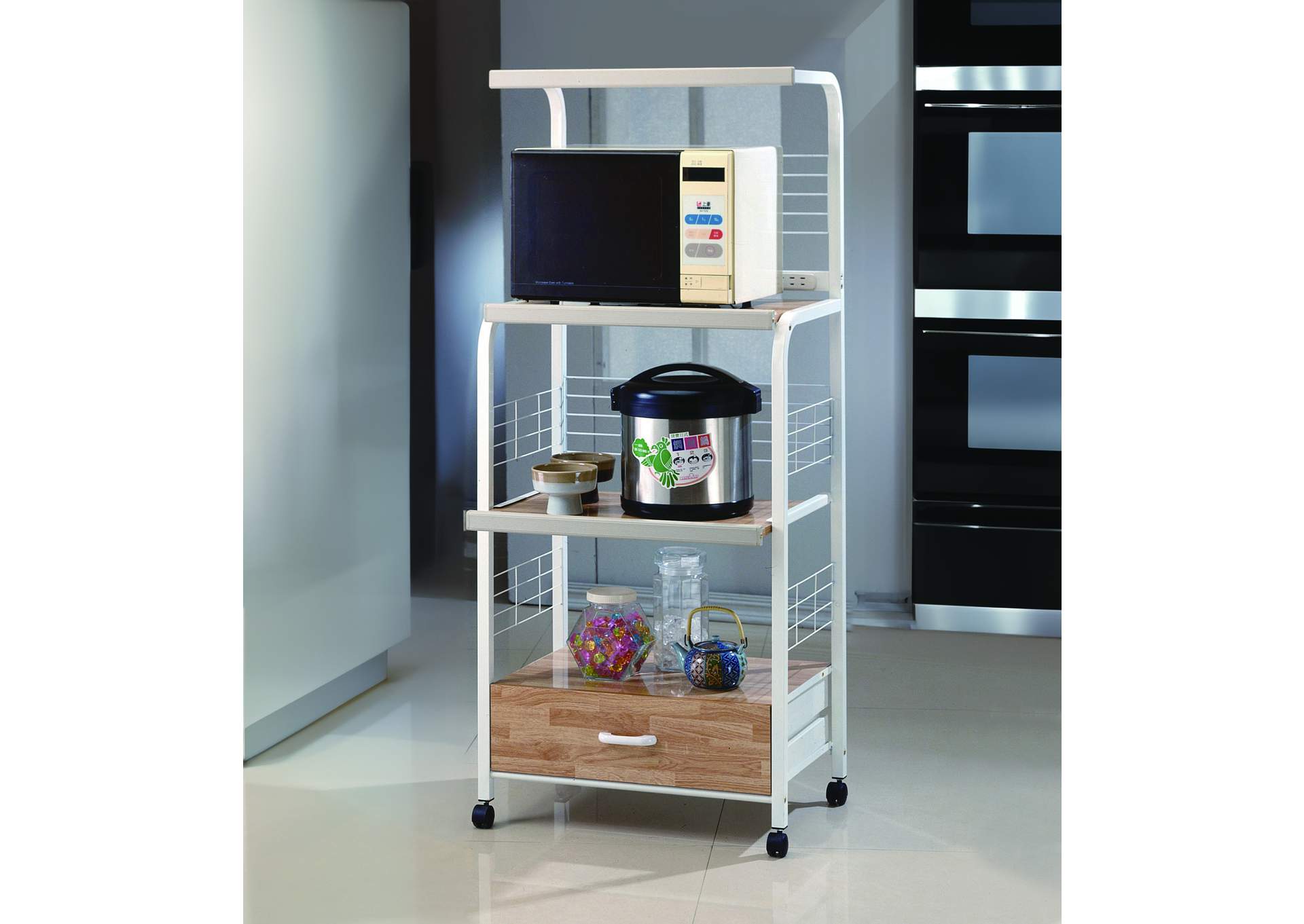 Kitchen Shelf On Casters White image 1