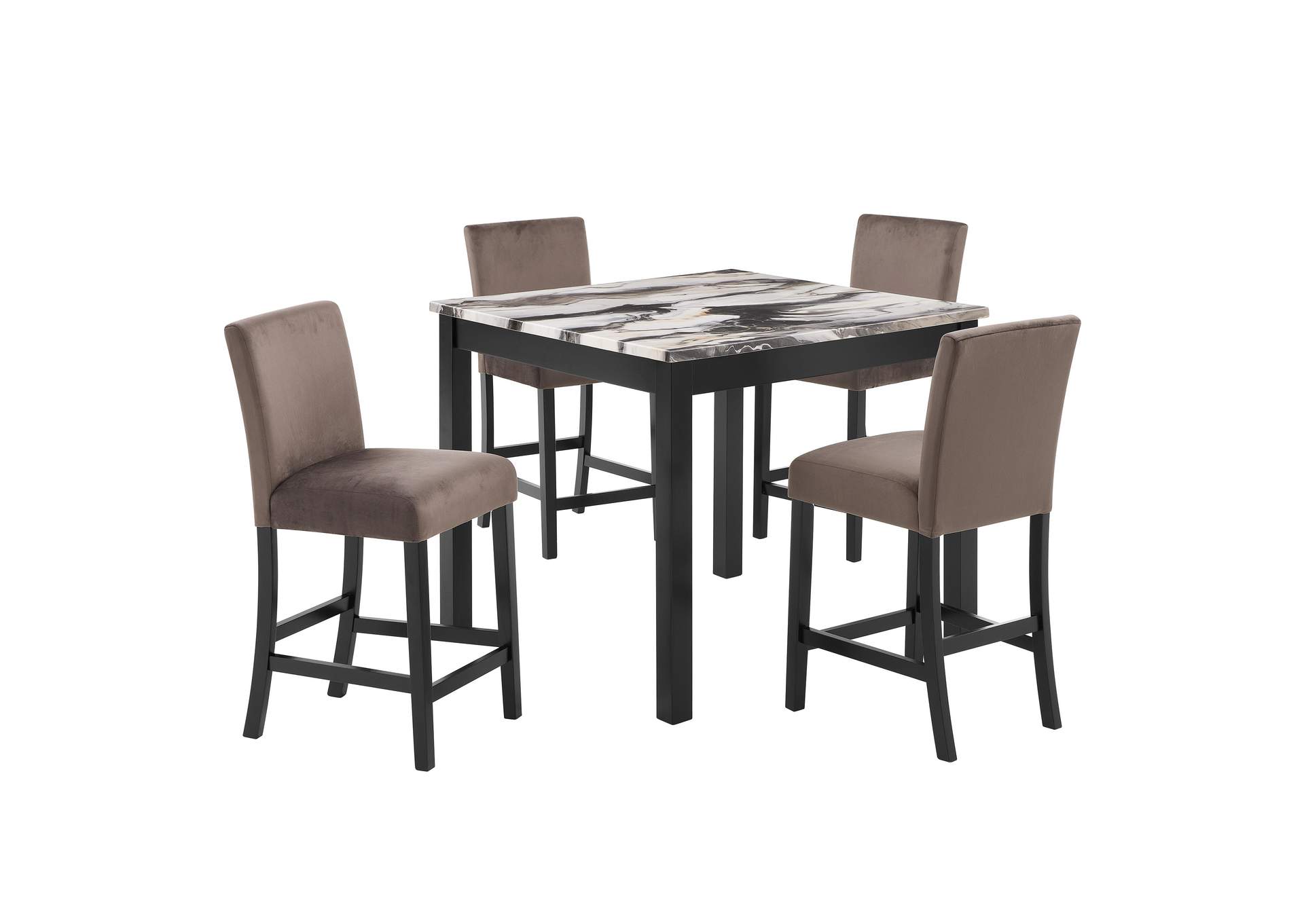 LENNON 5-PACK COUNTER HEIGHT SET-FAUX MARB BRN image 1