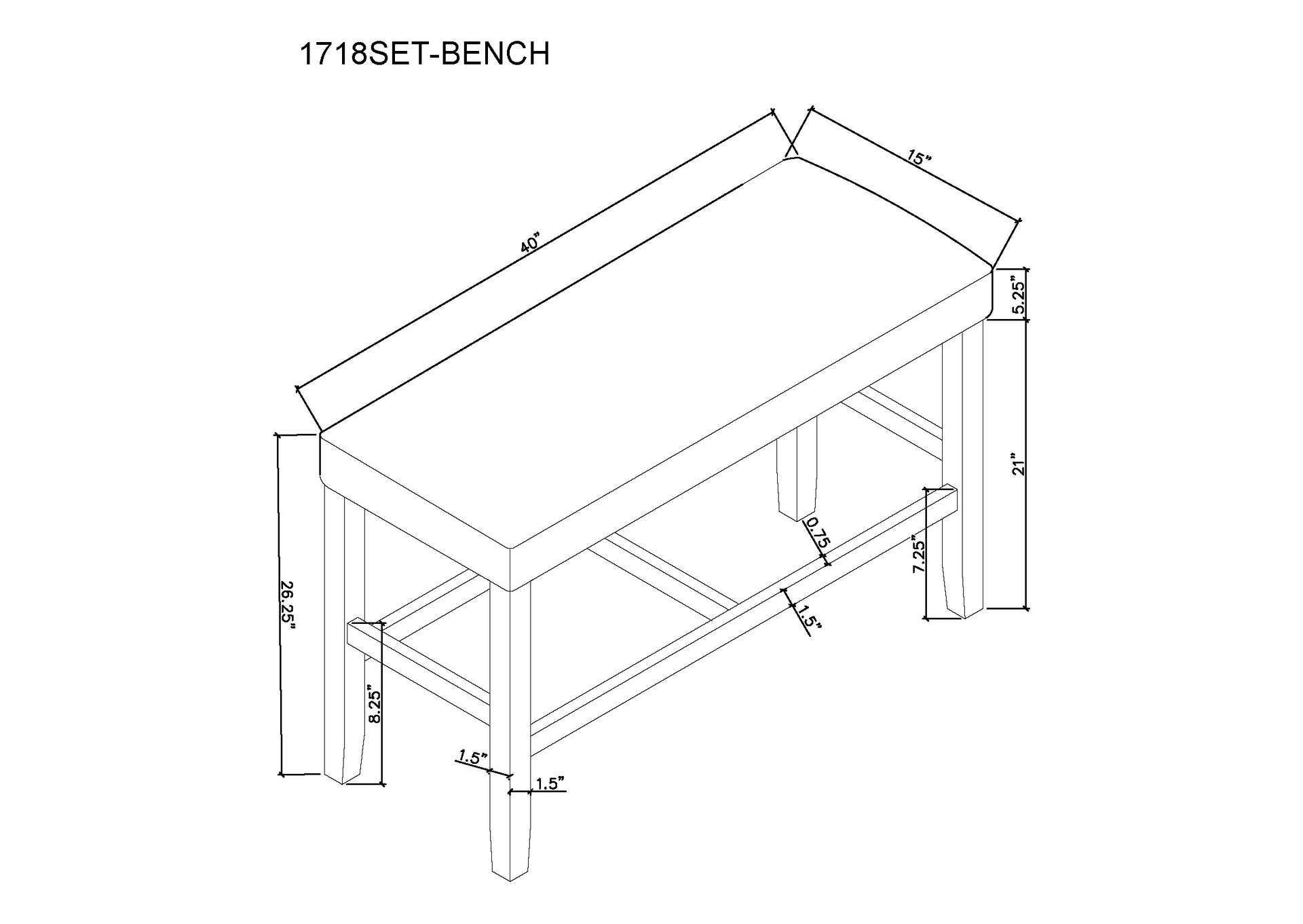 MARBEL COUNTER HEIGHT BENCH - DOVE image 5