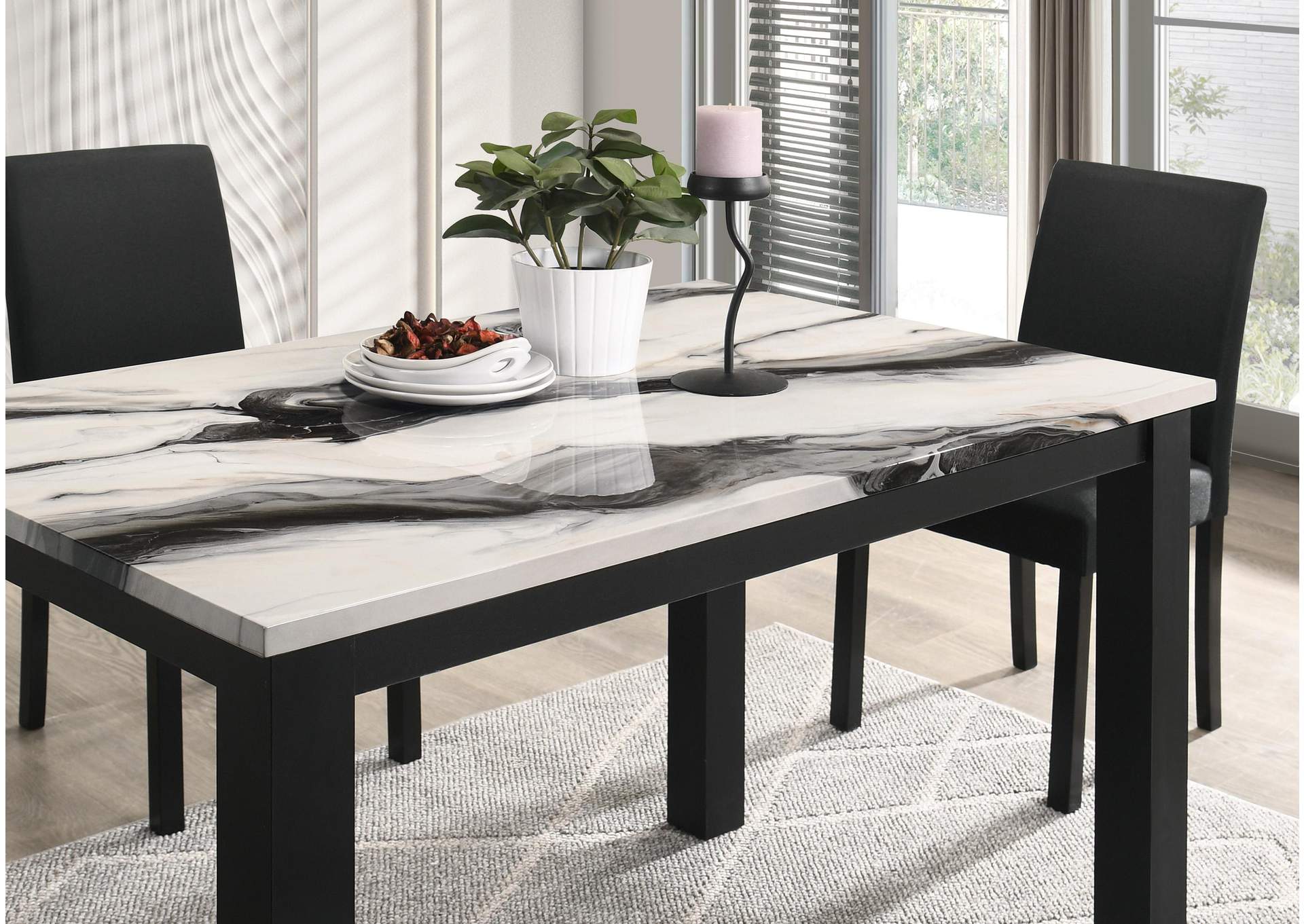 RESIA DINING TABLE-FAUX MARBLE - BROWN image 4