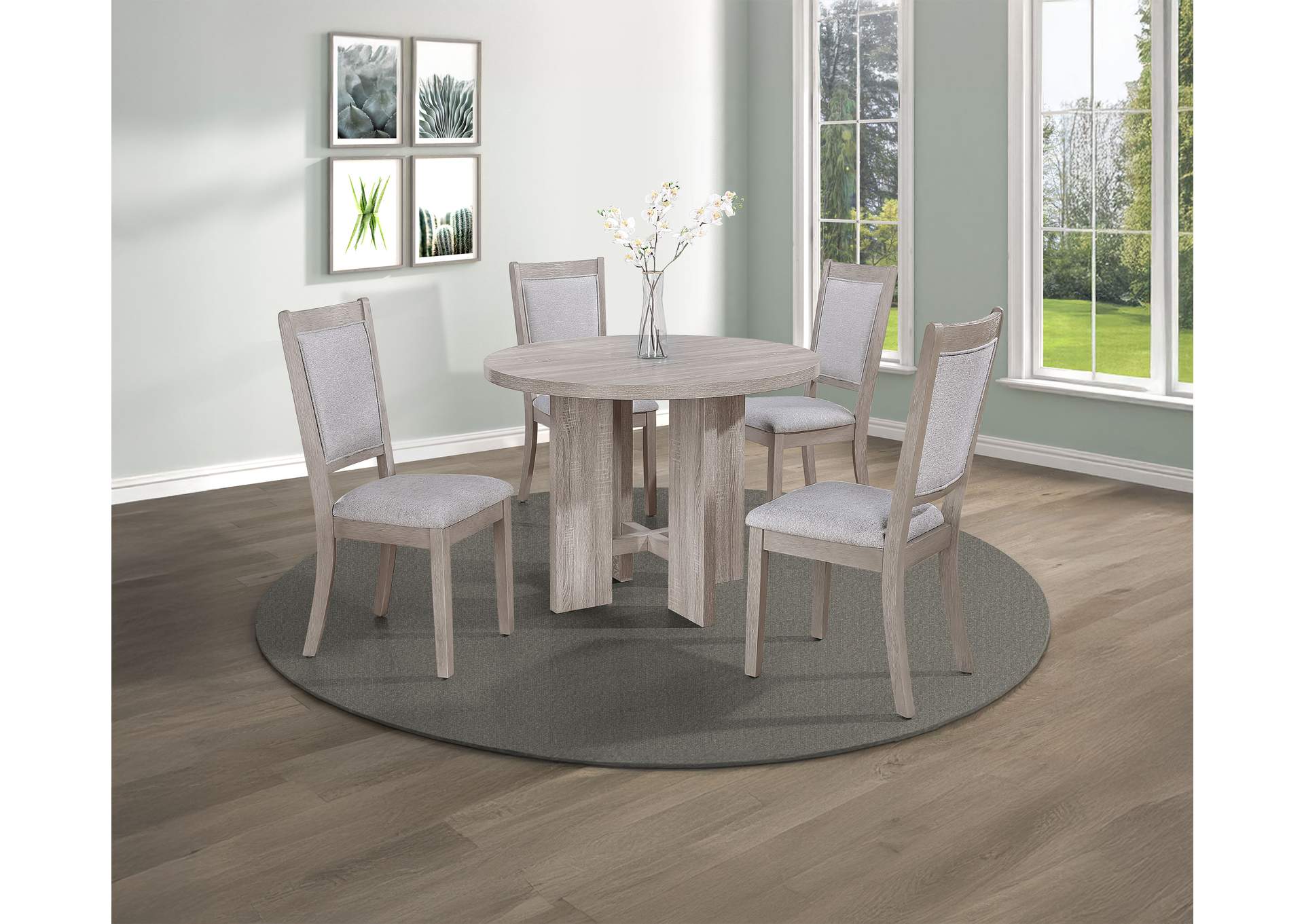 AMARA 5-PACK ROUND DINING SET - DRIFTWOOD