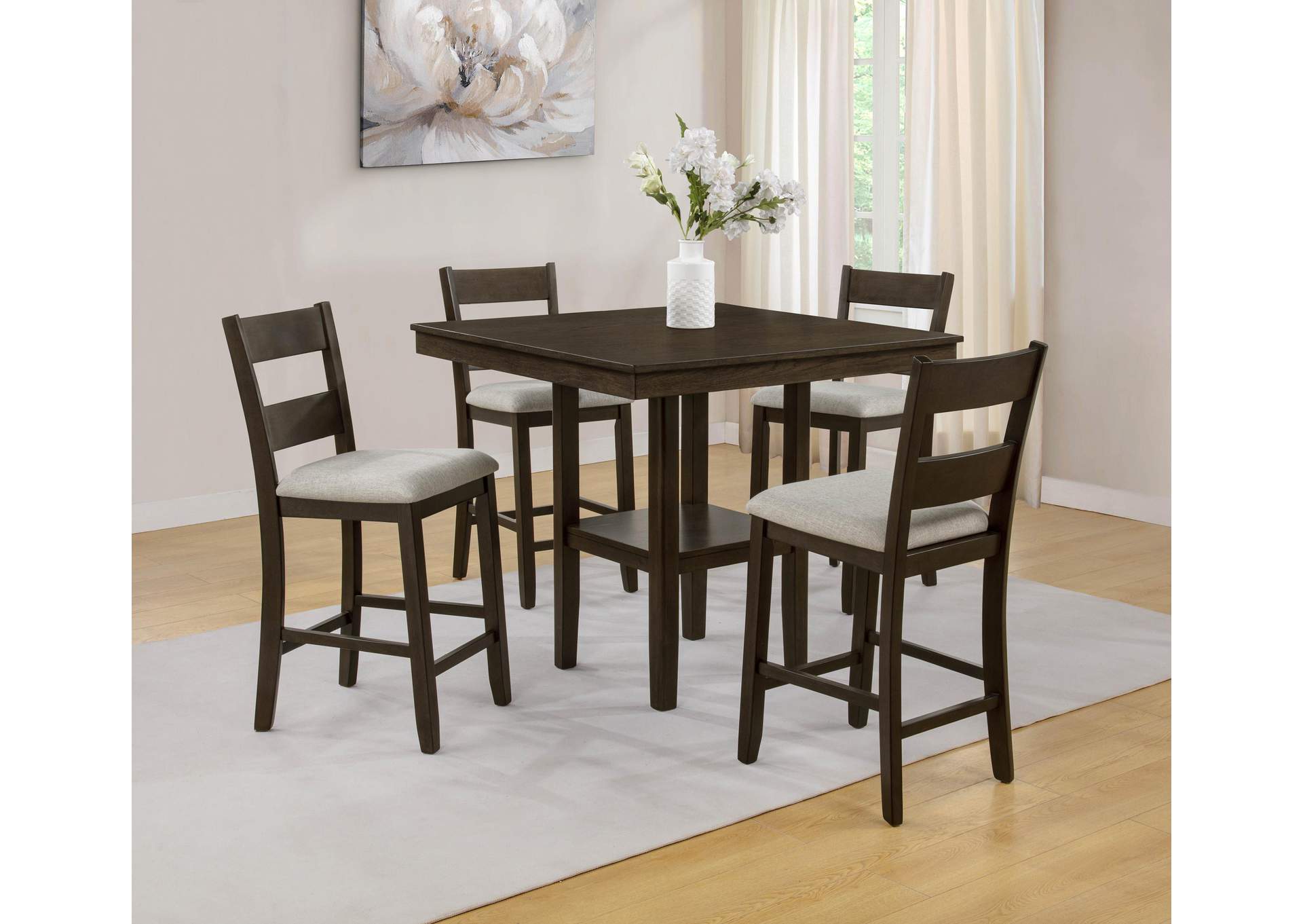 LESTER 5-PACK COUNTER HEIGHT TABLE SET - BROWN image 1