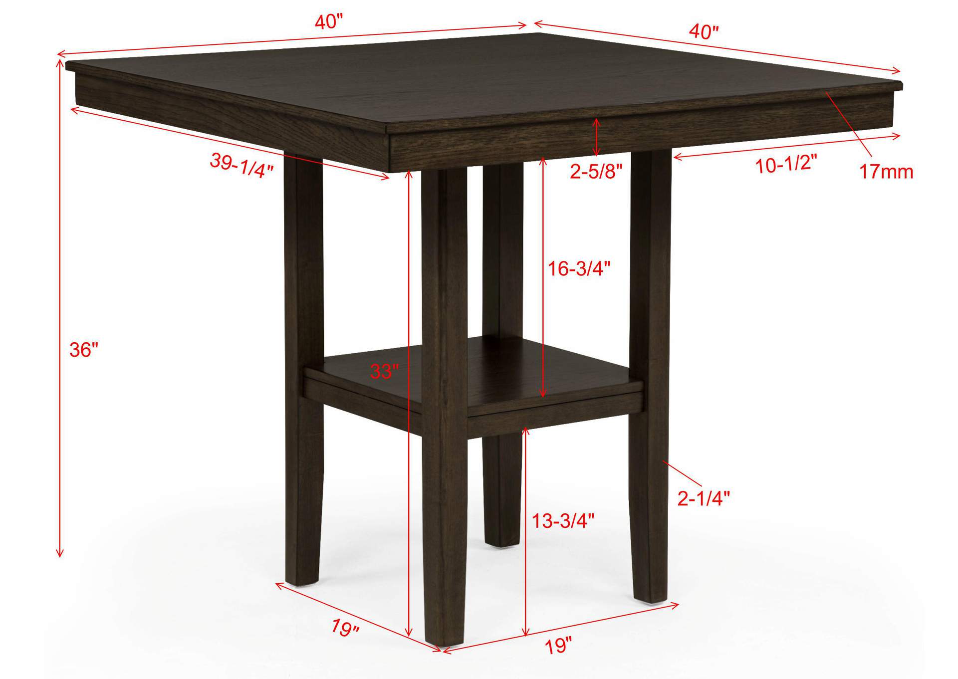 LESTER 5-PACK COUNTER HEIGHT TABLE SET - BROWN image 5