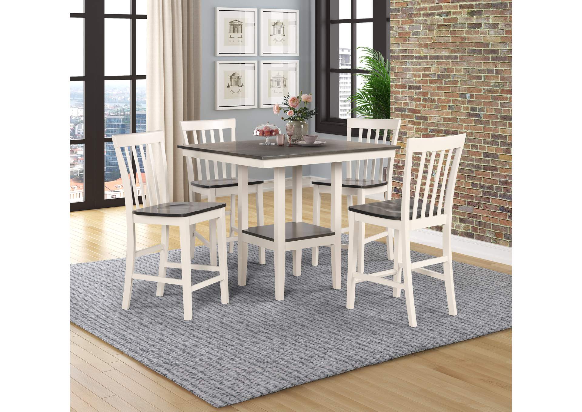 BRODY 5-PACK COUNT HEIGHT TABLE SET - WHITE AND GRAY