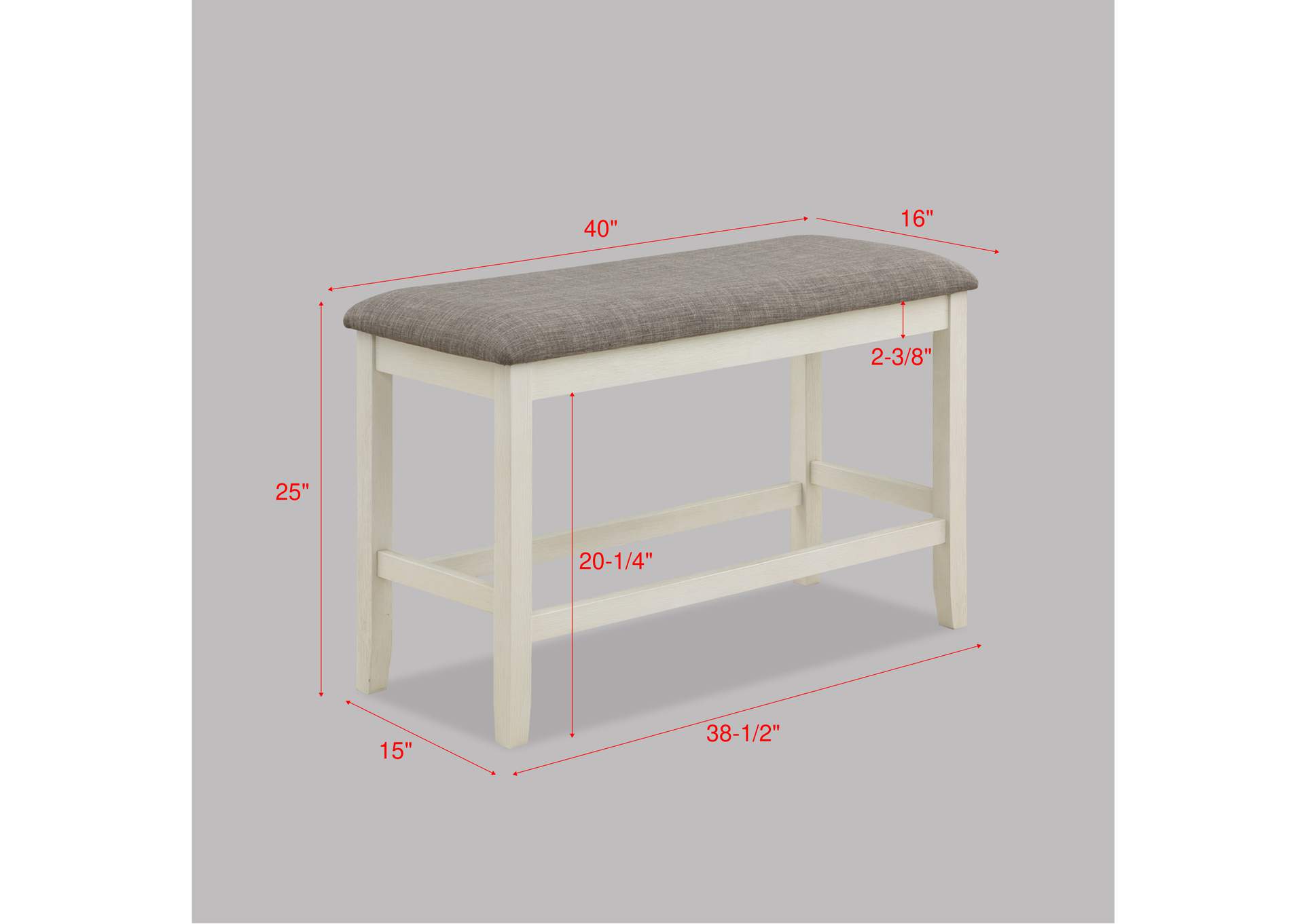 Dakota Counter Height Bench Chalk Grey image 3