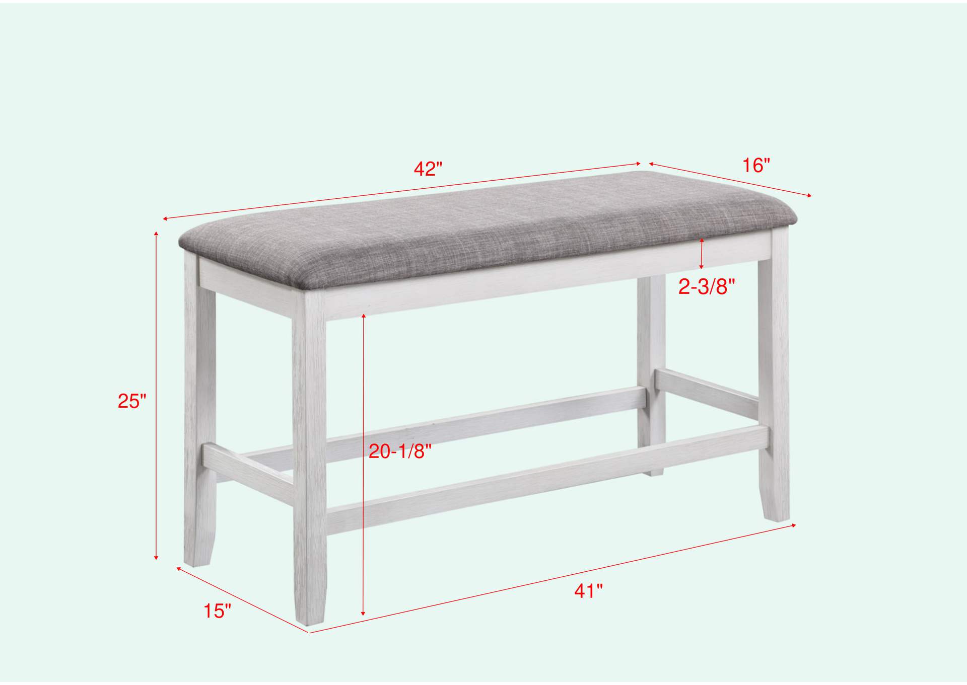 Nina Counter Height Bench Chalk Grey image 4