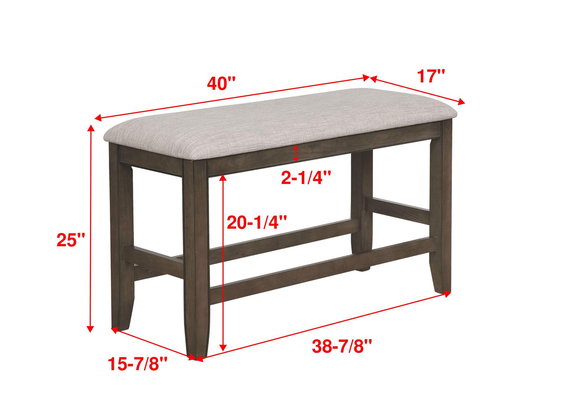 Fulton Counter Height Bench Grey image 6