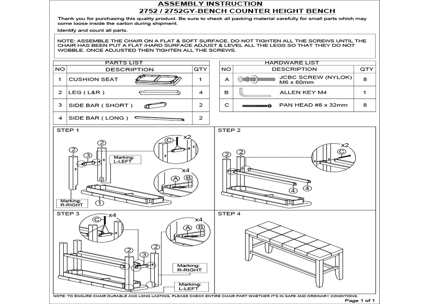 Bardstown Counter Height Bench image 3