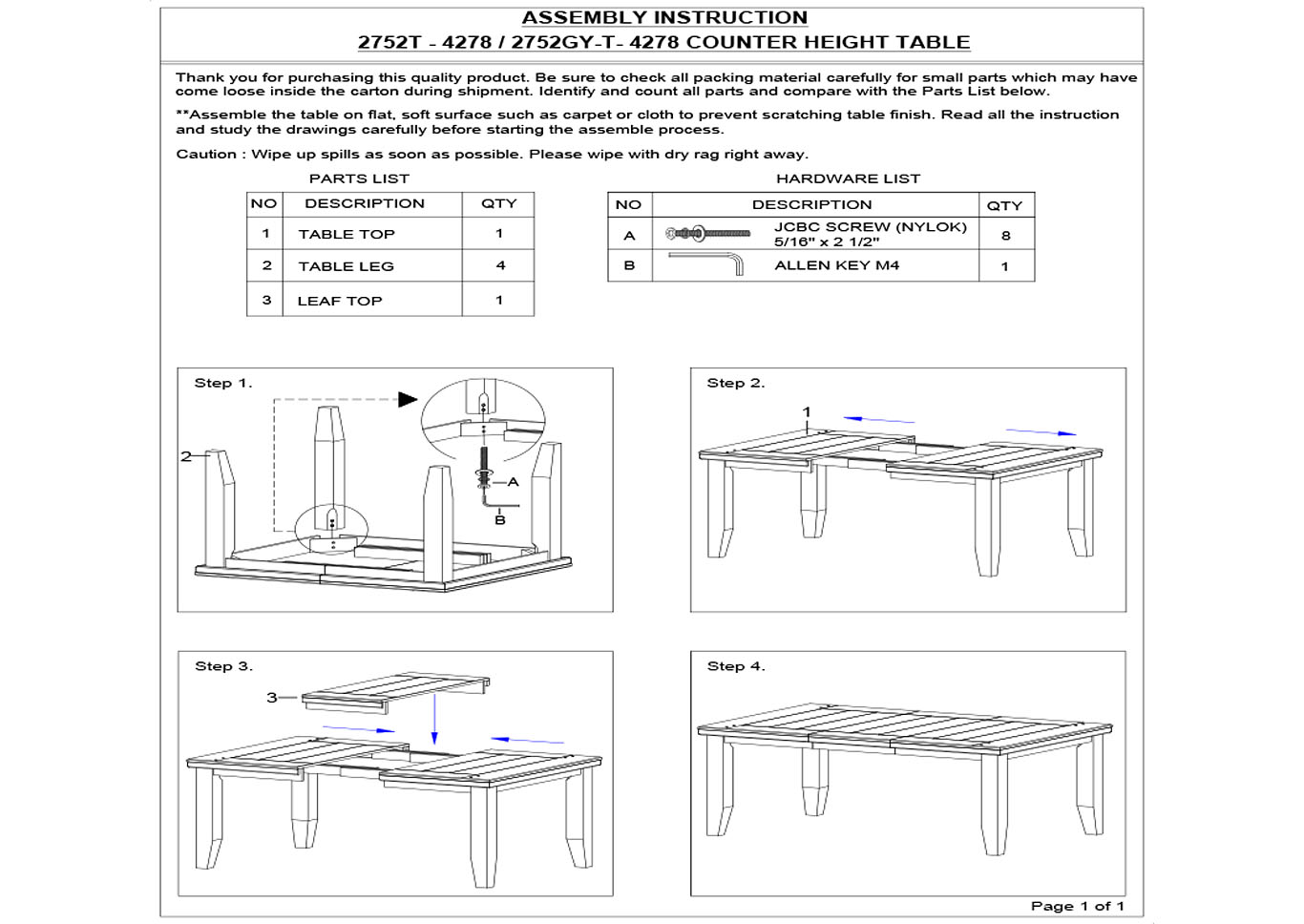 Bardstown Counter Height Table 1X18 Leaf image 3