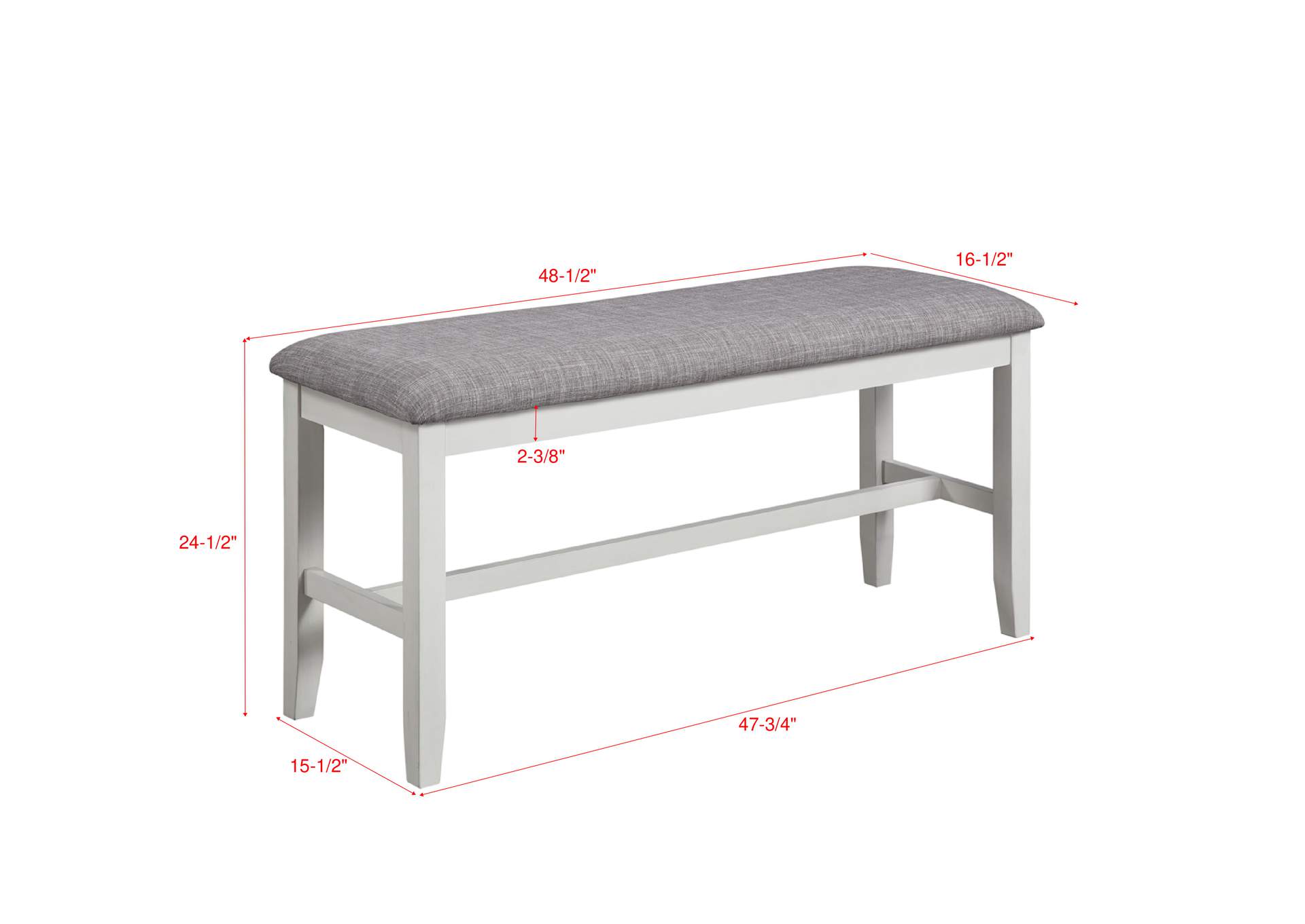 Buford Counter Height Bench Chalk Grey image 3