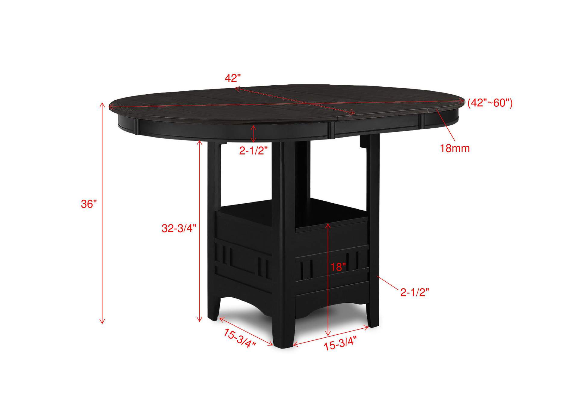 HARTWELL CONTR HEIGHT TABLE - CHARCOAL AND BLACK image 5