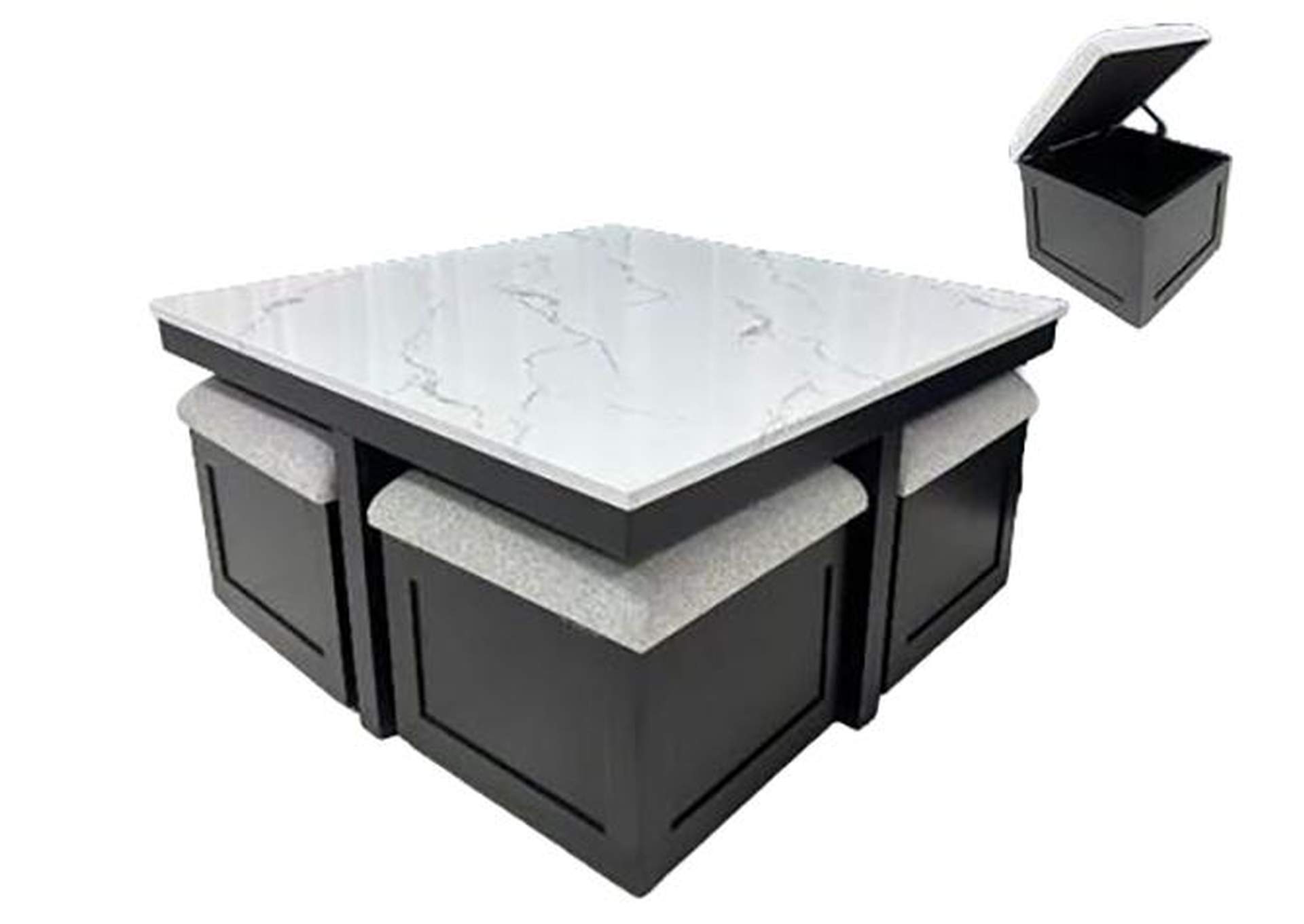 MARTA COF TABLE W/4 STORAGE OTTOMANS image 1