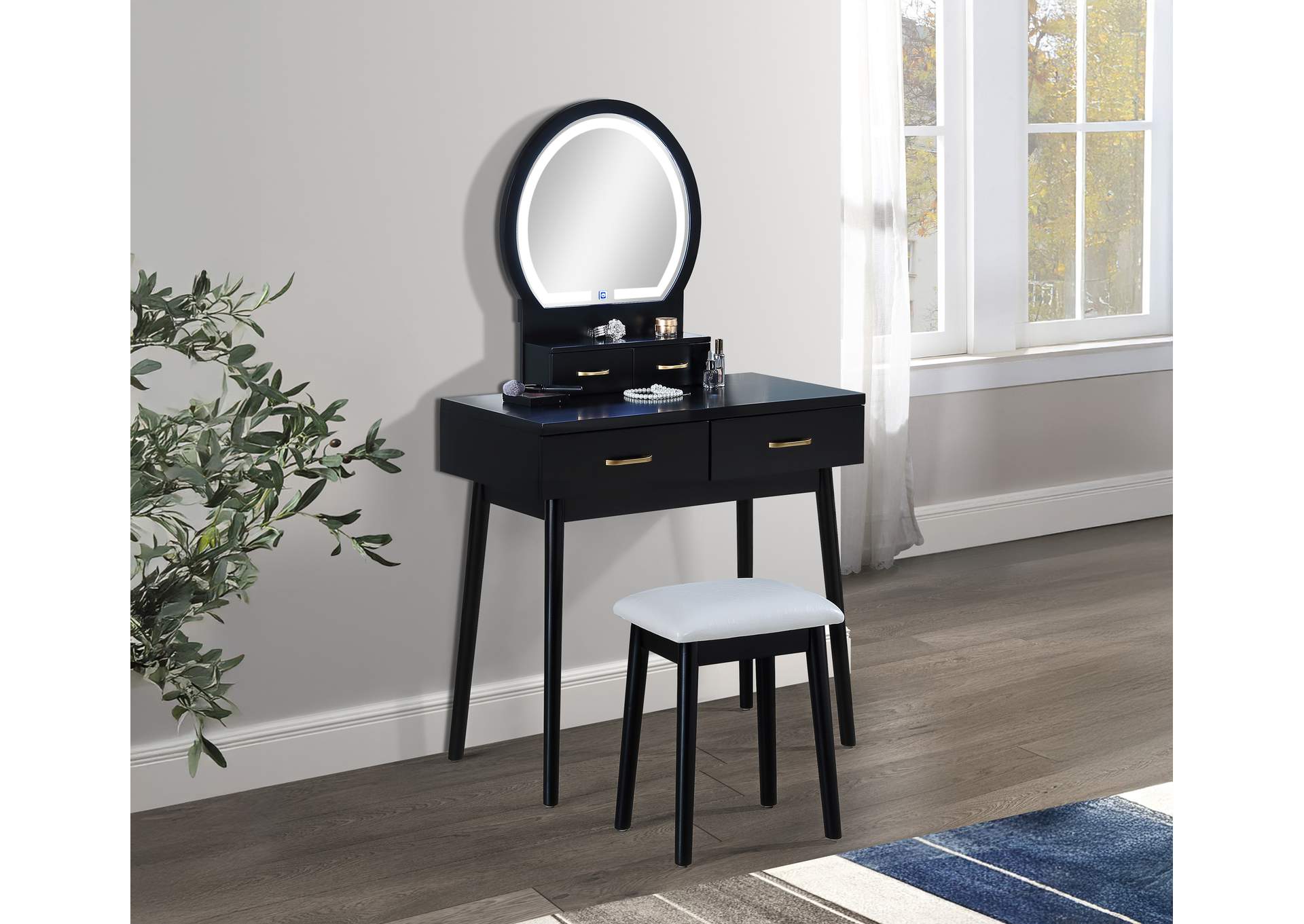CECILIA VANITY TABLE AND STOOL - BLACK image 3
