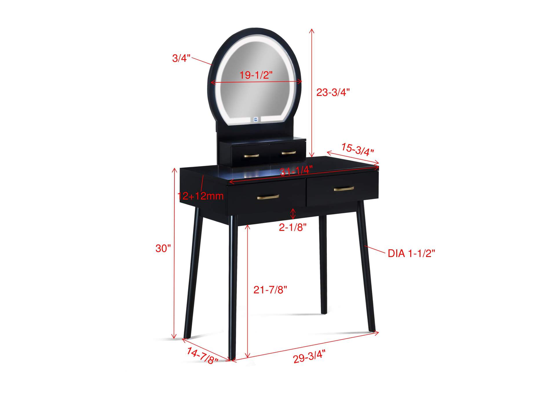 CECILIA VANITY TABLE AND STOOL - BLACK image 10