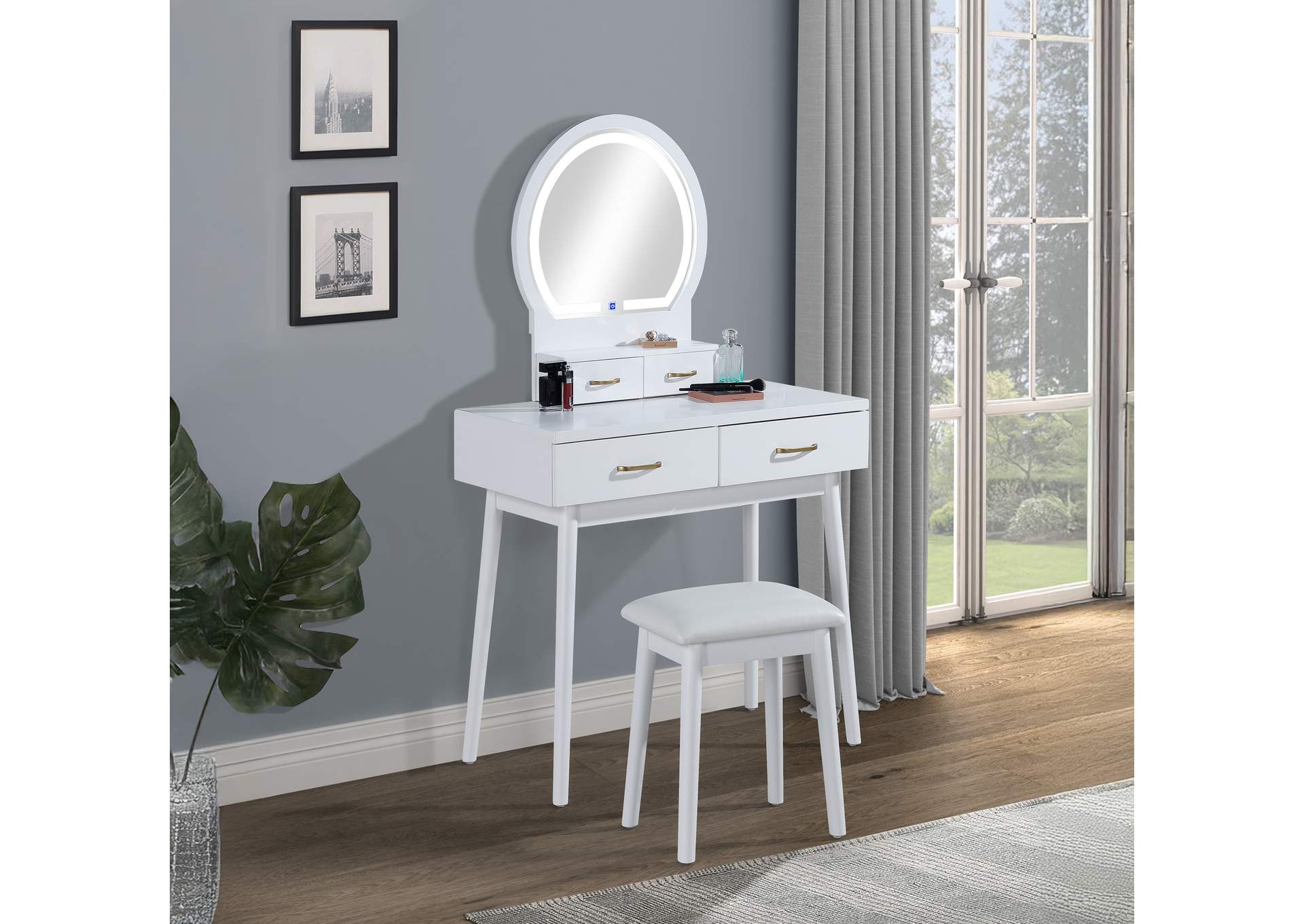 CECILIA VANITY TABLE AND STOOL - WHITE image 3