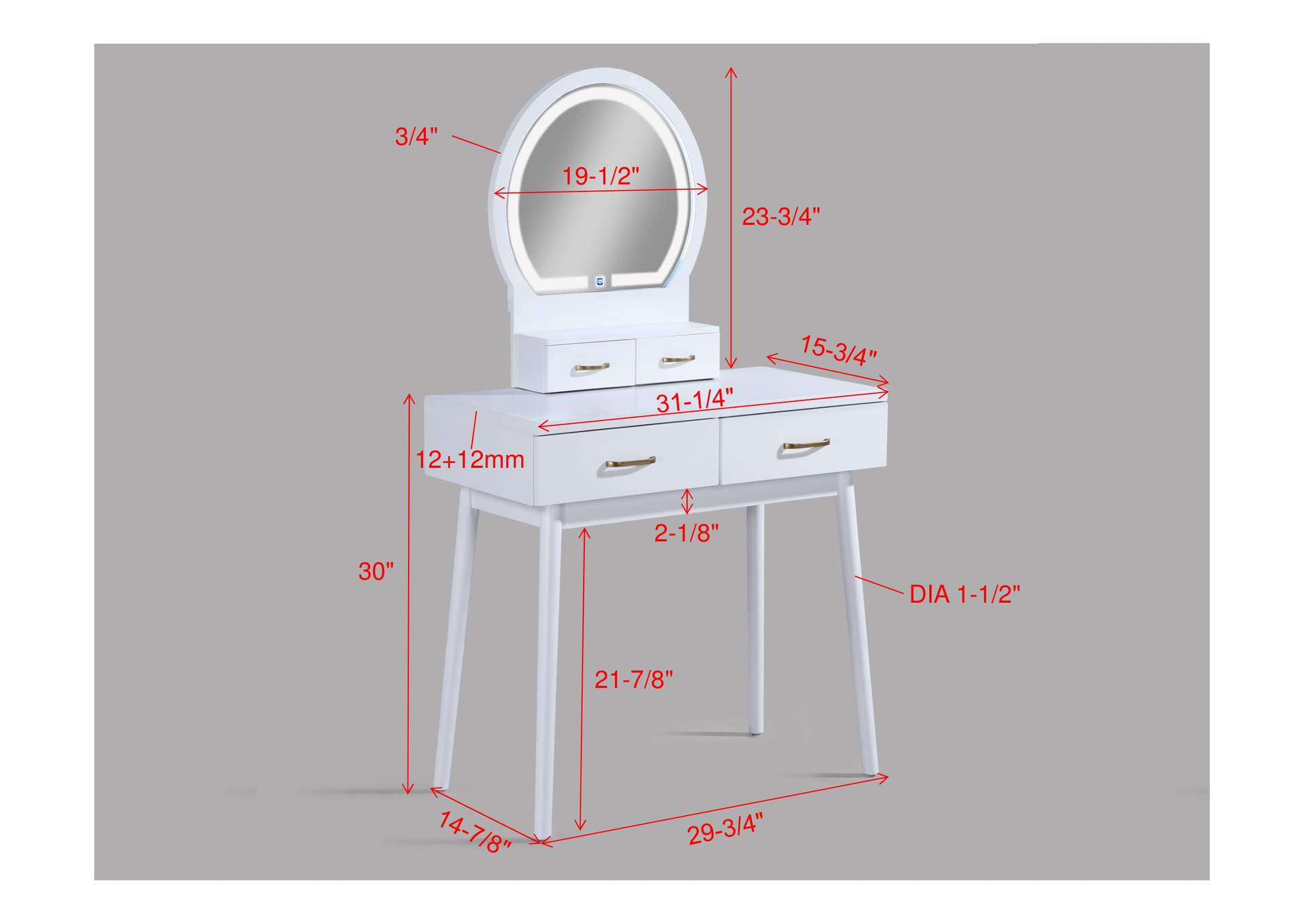 CECILIA VANITY TABLE AND STOOL - WHITE image 10