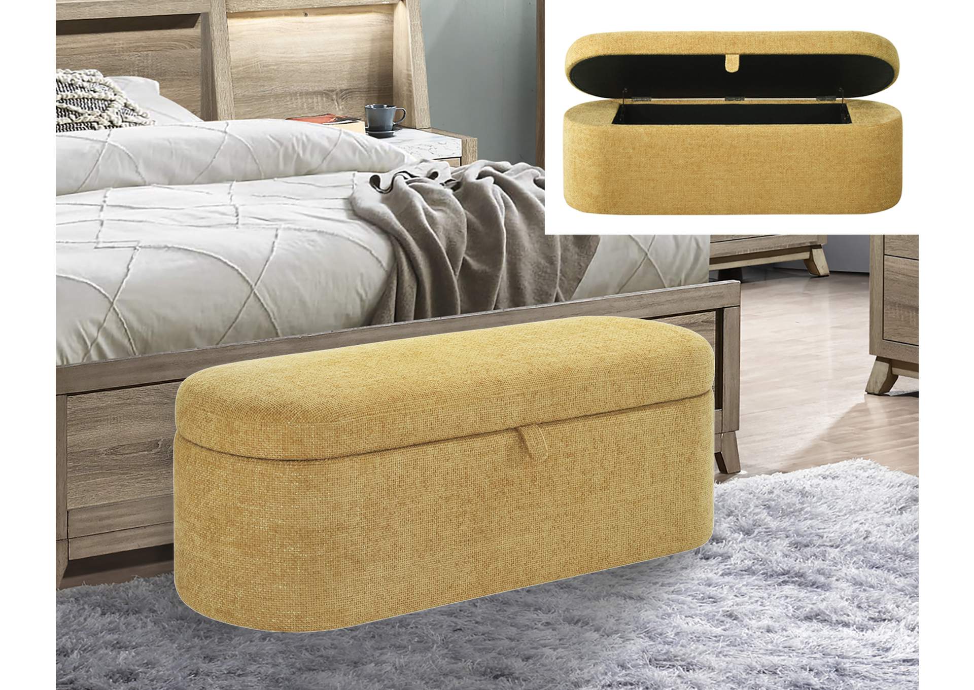 PHILIPA STORAGE BENCH- GOLD TWEED image 3