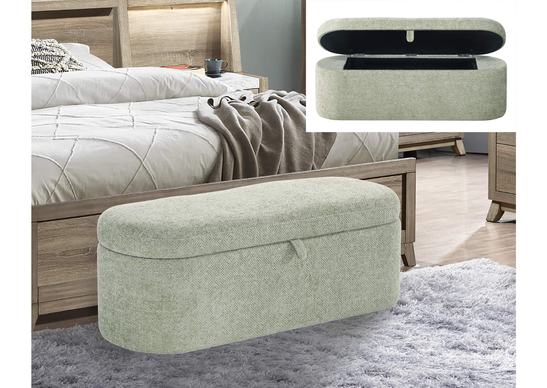 PHILIPA STORAGE BENCH-L.GREEN TWEED image 3