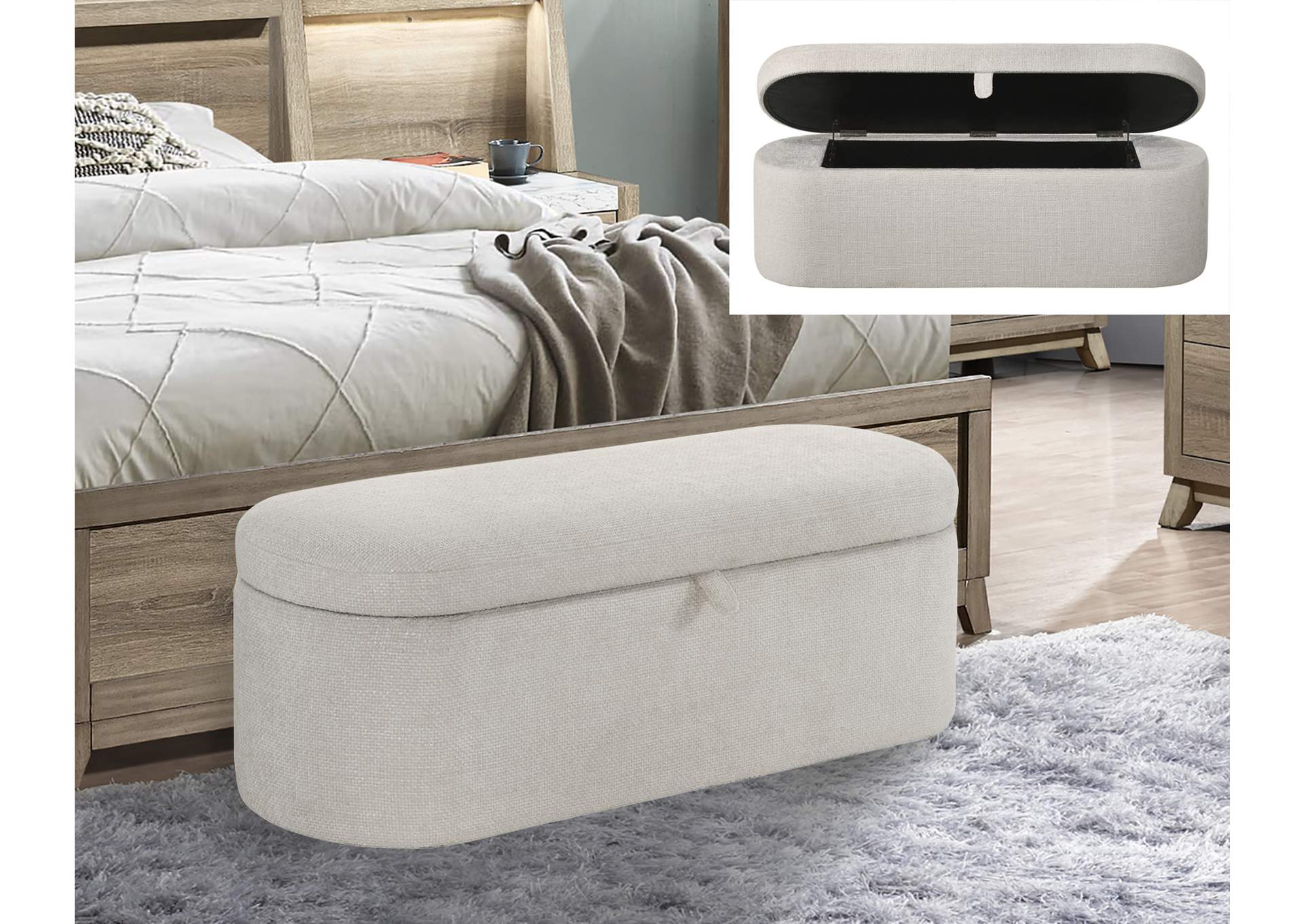 PHILIPA STORAGE BENCH-OATMEAL TWEED image 3