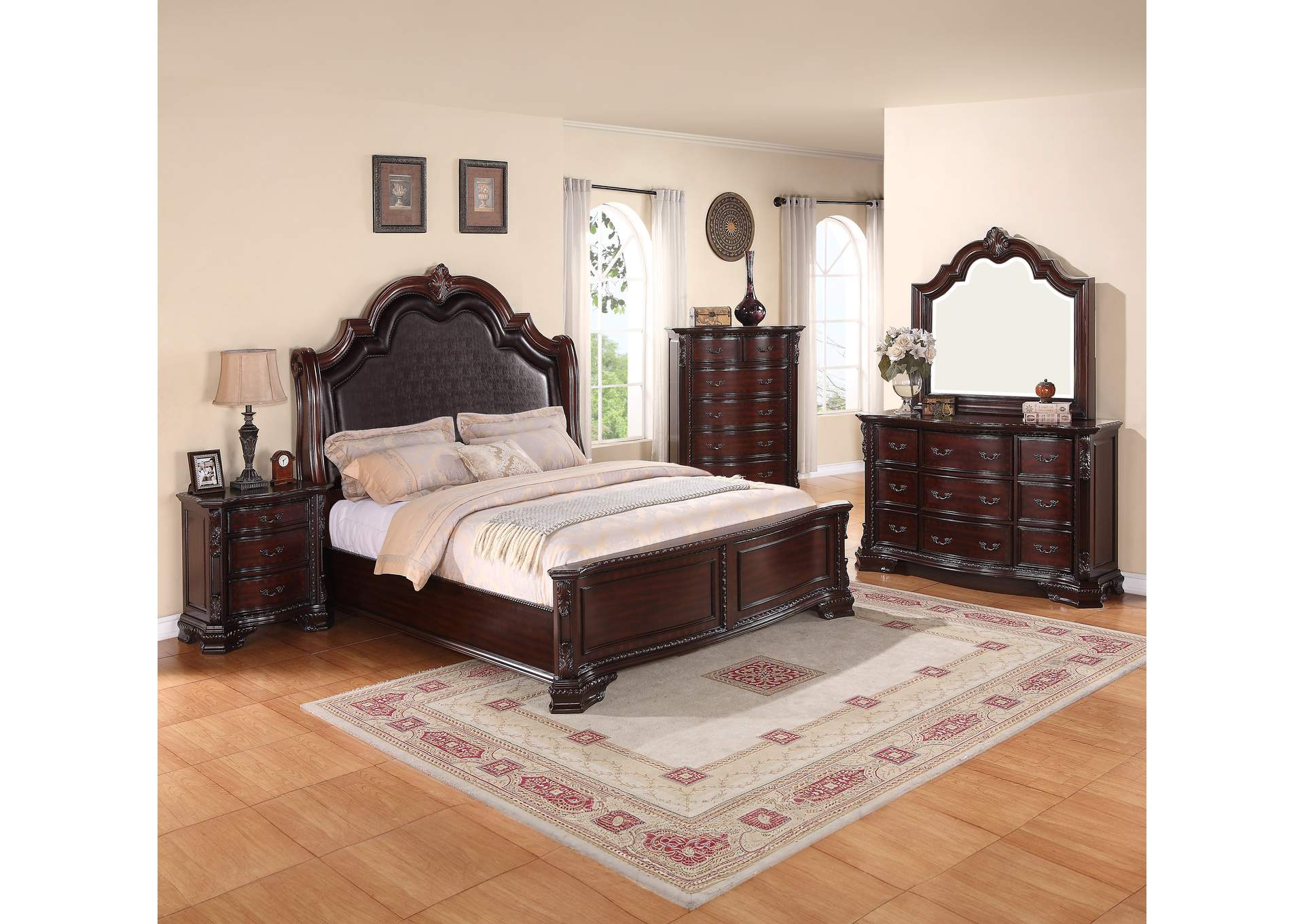 Sheffield King Bed W/ Dresser, Mirror, Nightstand