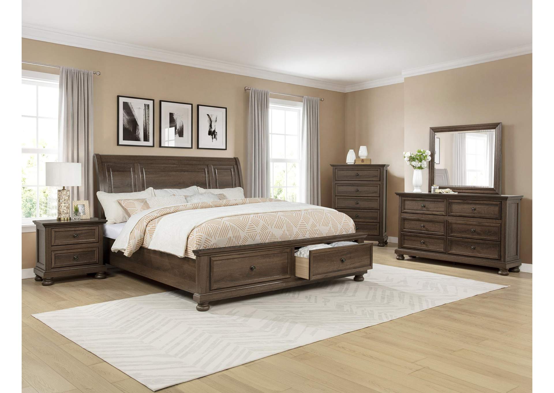 CLARIBELLE QUEEN STORAGE BED HB - BROWN image 3