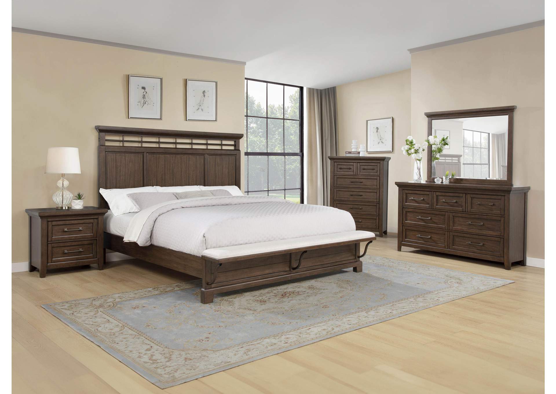BECKETT QUEEN 4-PIECE BEDROOM SET - BROWN image 1