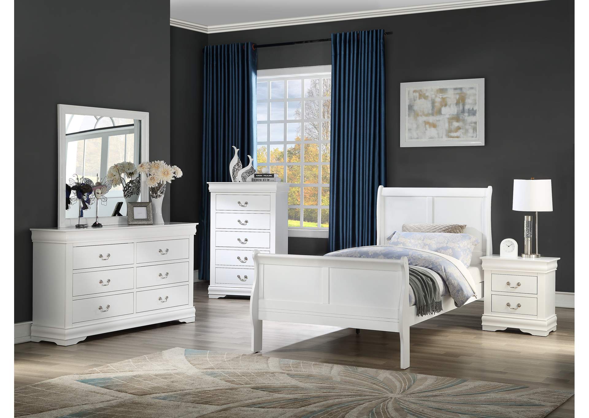 Louis Philip Twin Bed - White