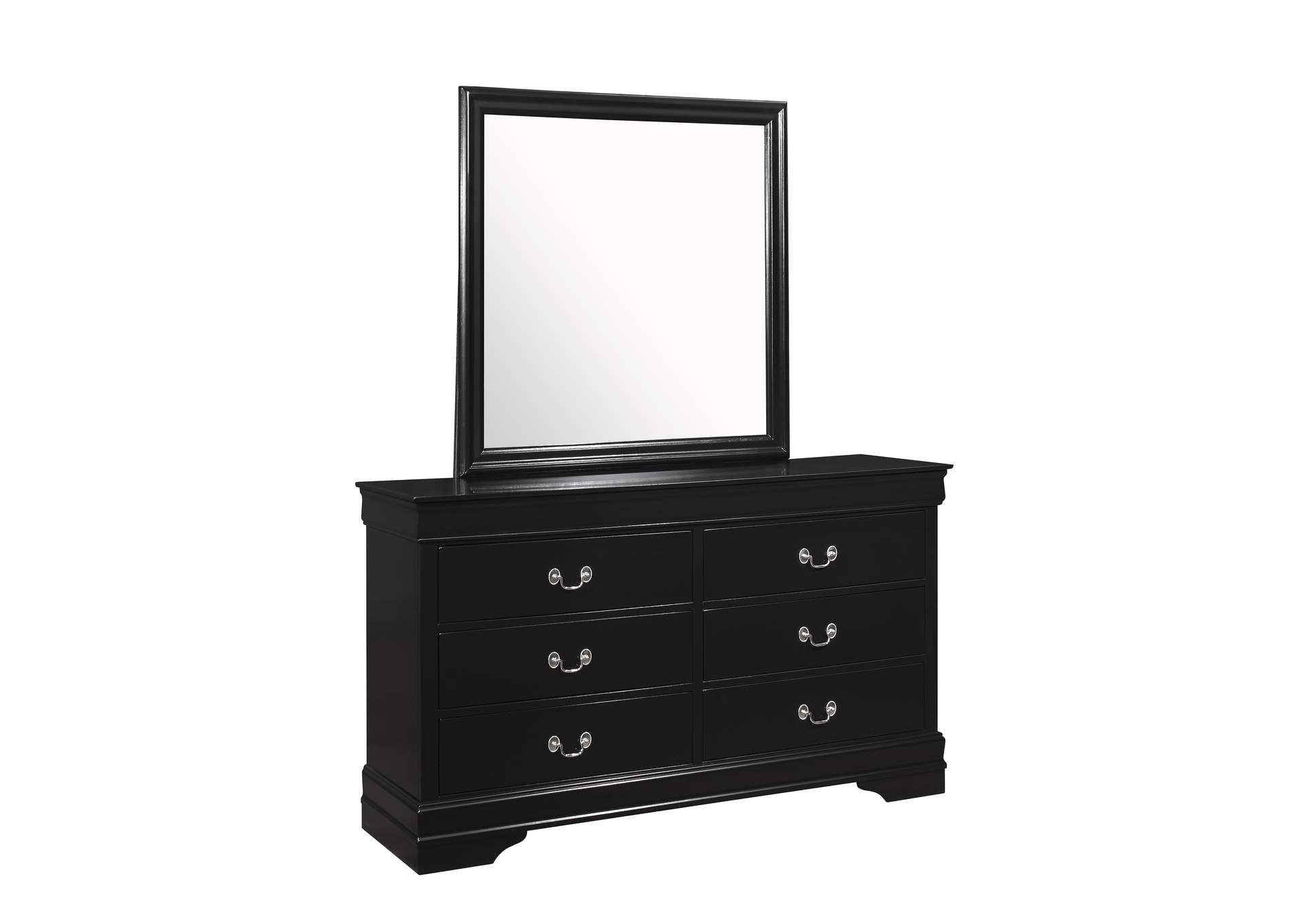 Louis Philip 6 Drawer Dresser Black image 1