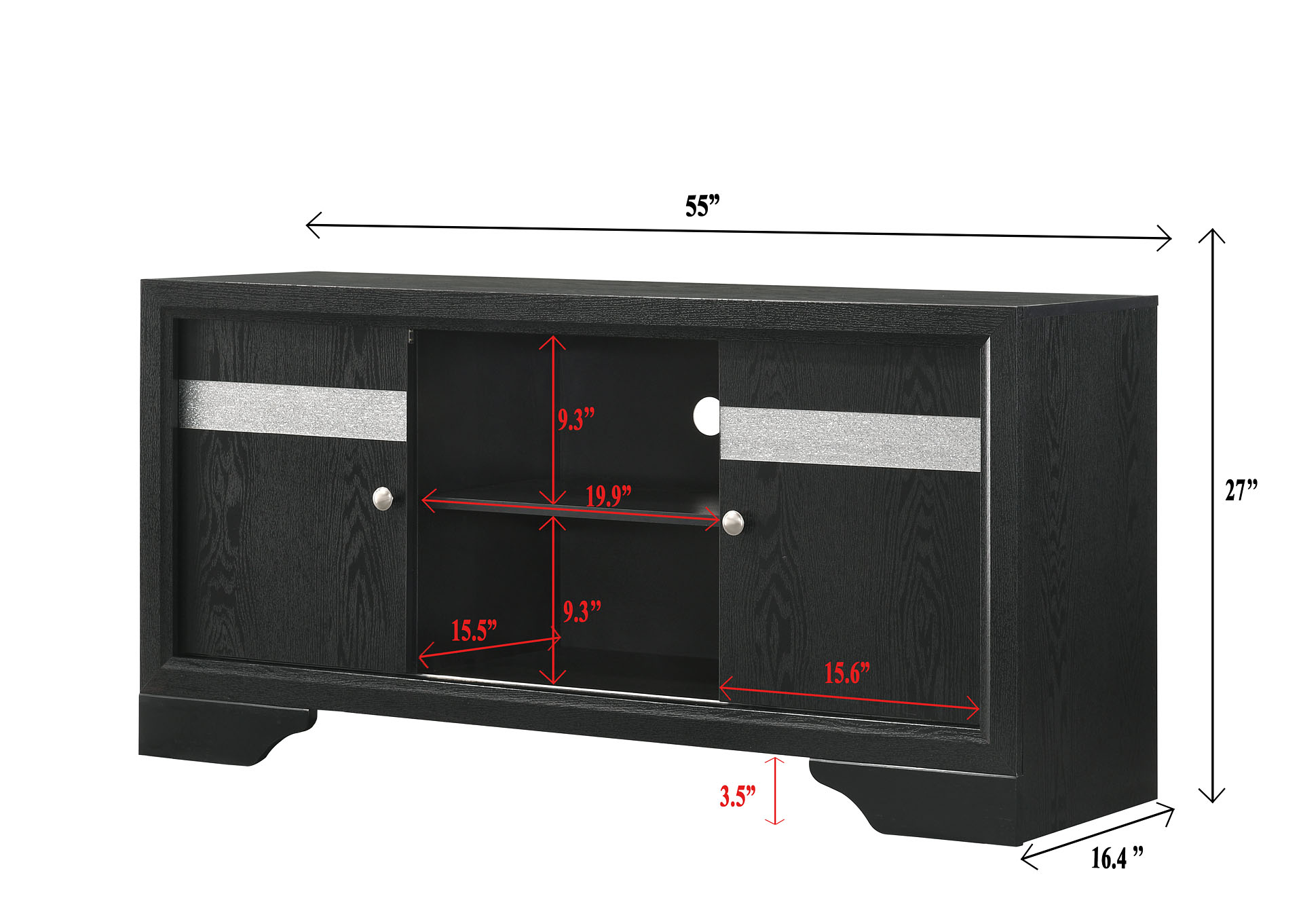 Regata Tv Stand Black - Silver image 10