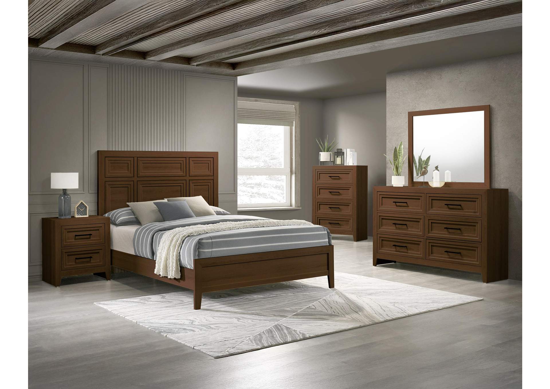 LORRAINE FULL 4-PIECE BEDROOM SET - BROWN image 1