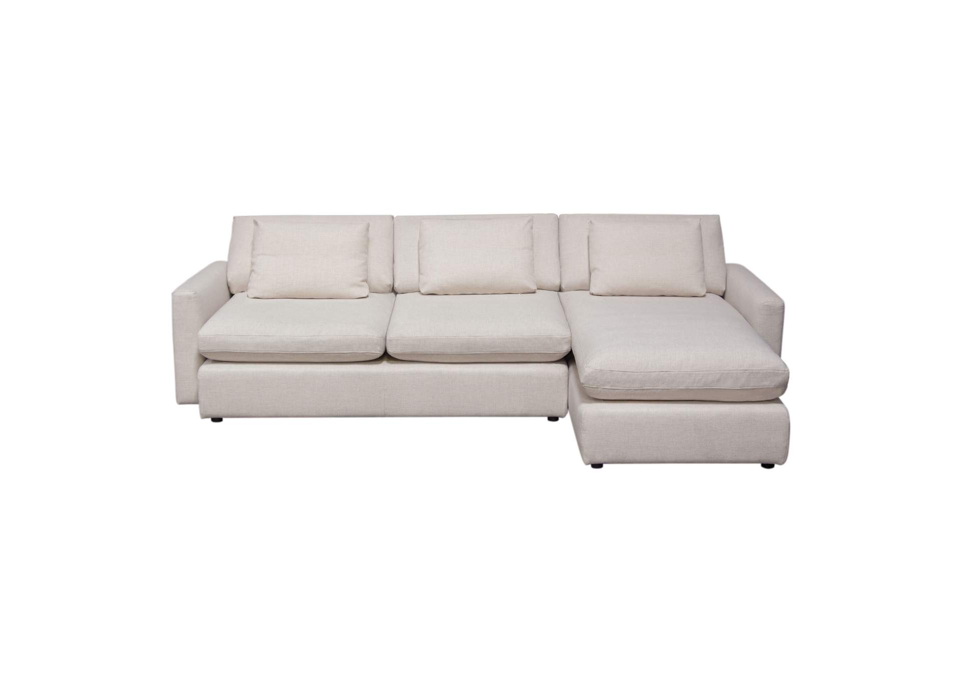 Arcadia 2pc Reversible Chaise Sectional W/ Feather Down Seating In Cream Fabric
