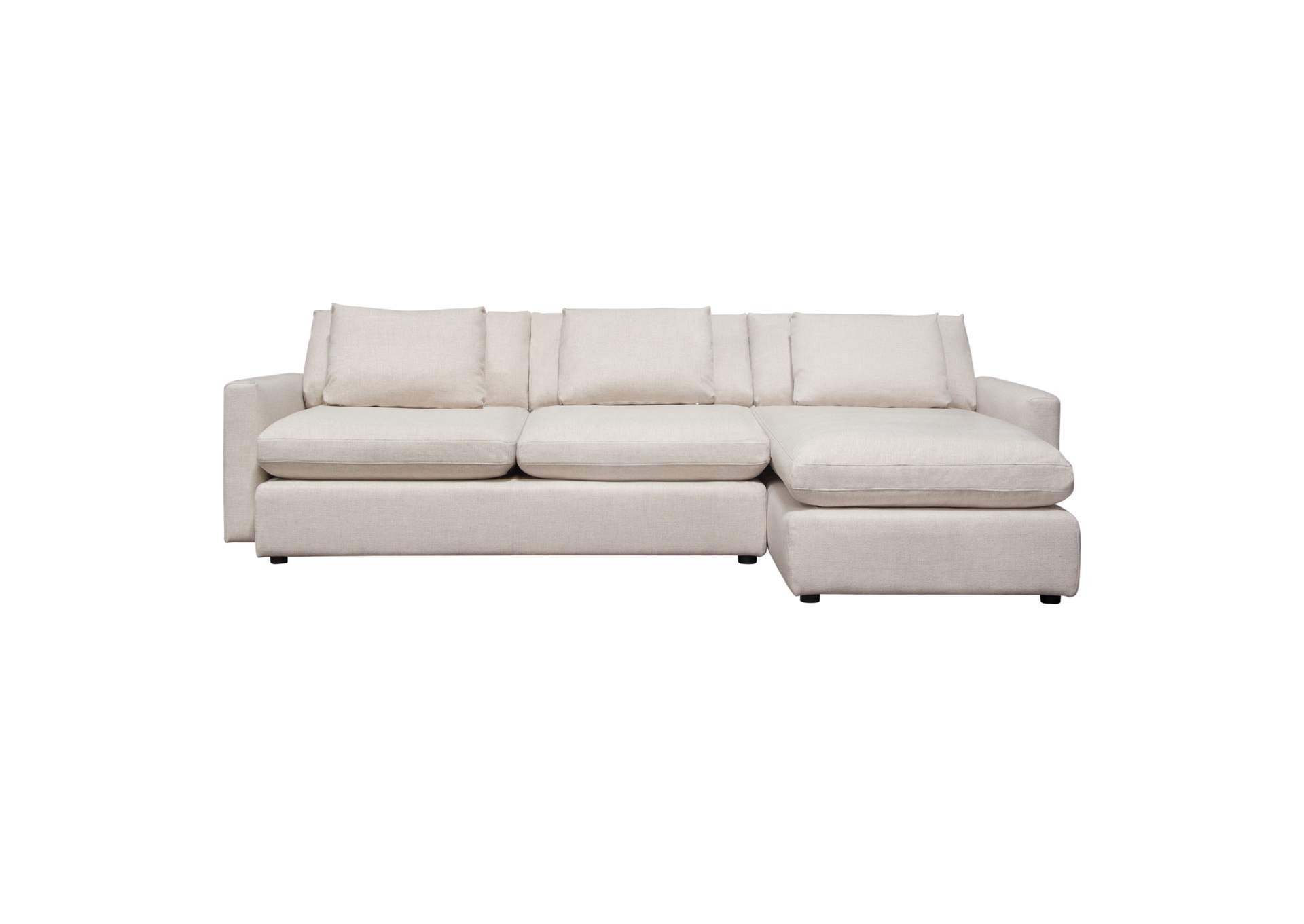Arcadia 2pc Reversible Chaise Sectional W/ Feather Down Seating In Cream Fabric image 15