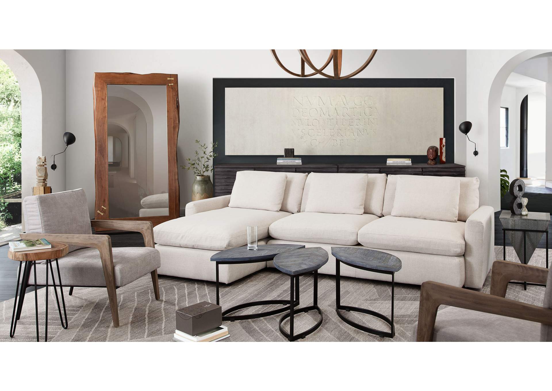 Arcadia 2pc Reversible Chaise Sectional W/ Feather Down Seating In Cream Fabric image 3