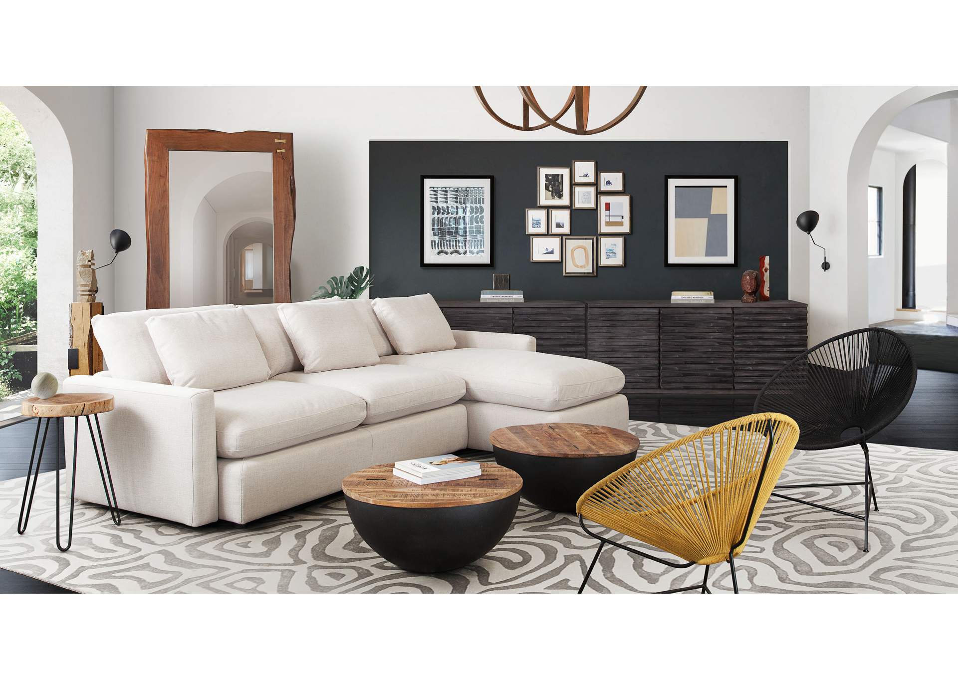 Arcadia 2pc Reversible Chaise Sectional W/ Feather Down Seating In Cream Fabric image 13