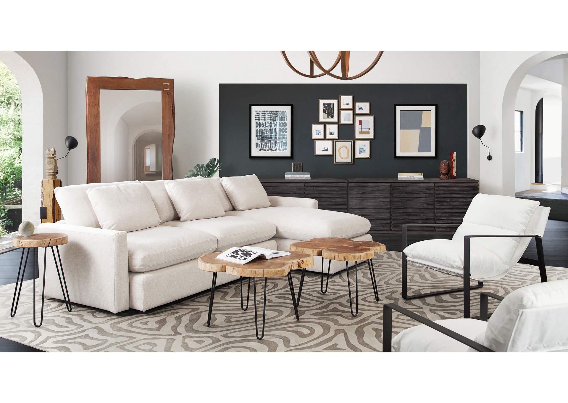 Arcadia 2pc Reversible Chaise Sectional W/ Feather Down Seating In Cream Fabric image 11
