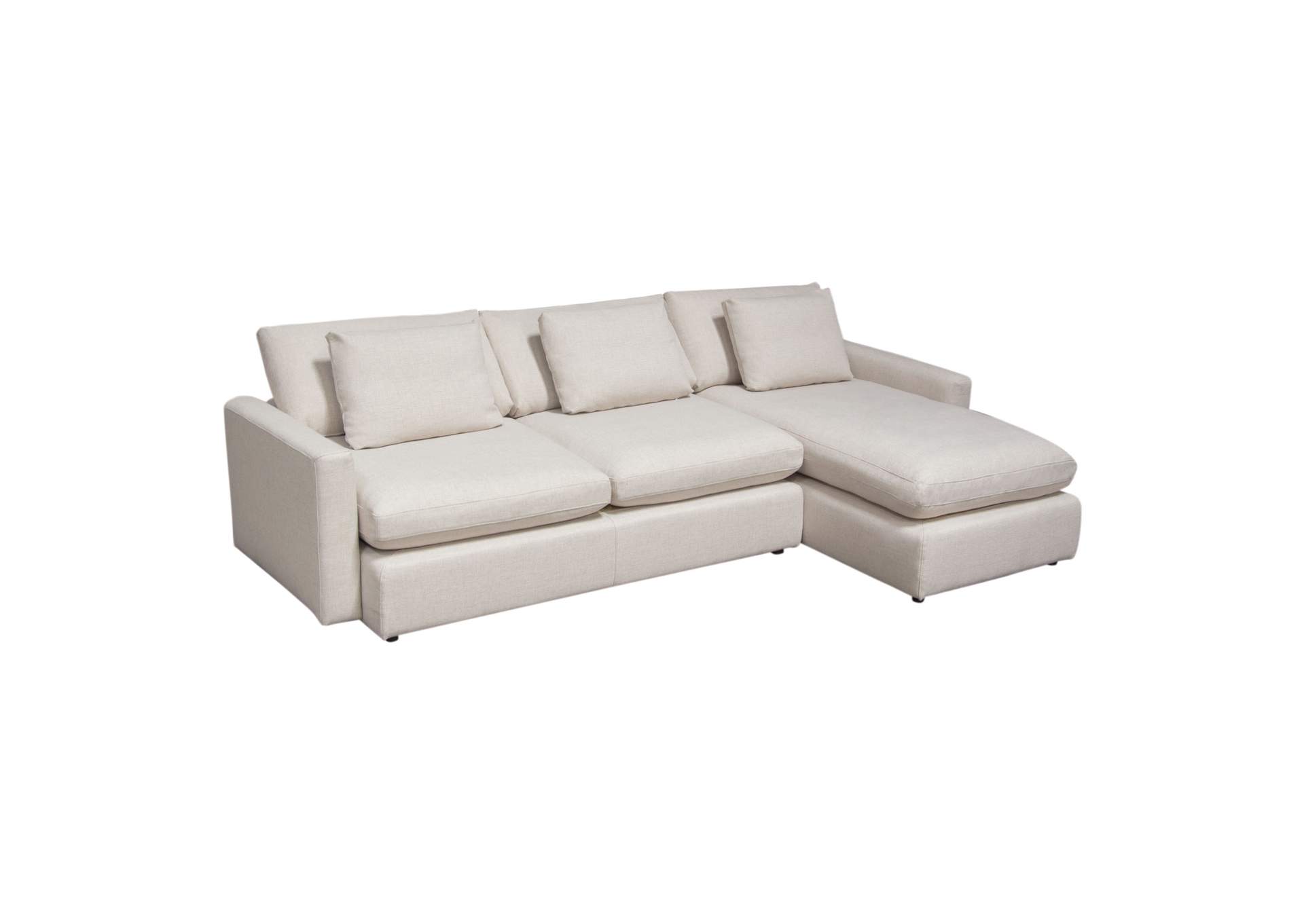 Arcadia 2pc Reversible Chaise Sectional W/ Feather Down Seating In Cream Fabric image 9