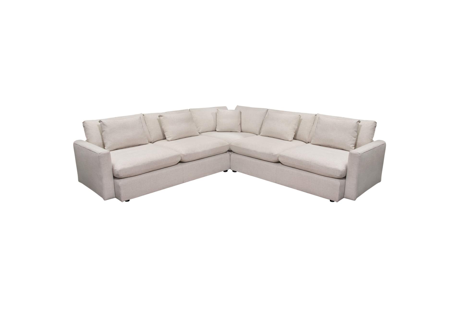 Arcadia 3pc Corner Sectional W/ Feather Down Seating In Cream Fabric image 1