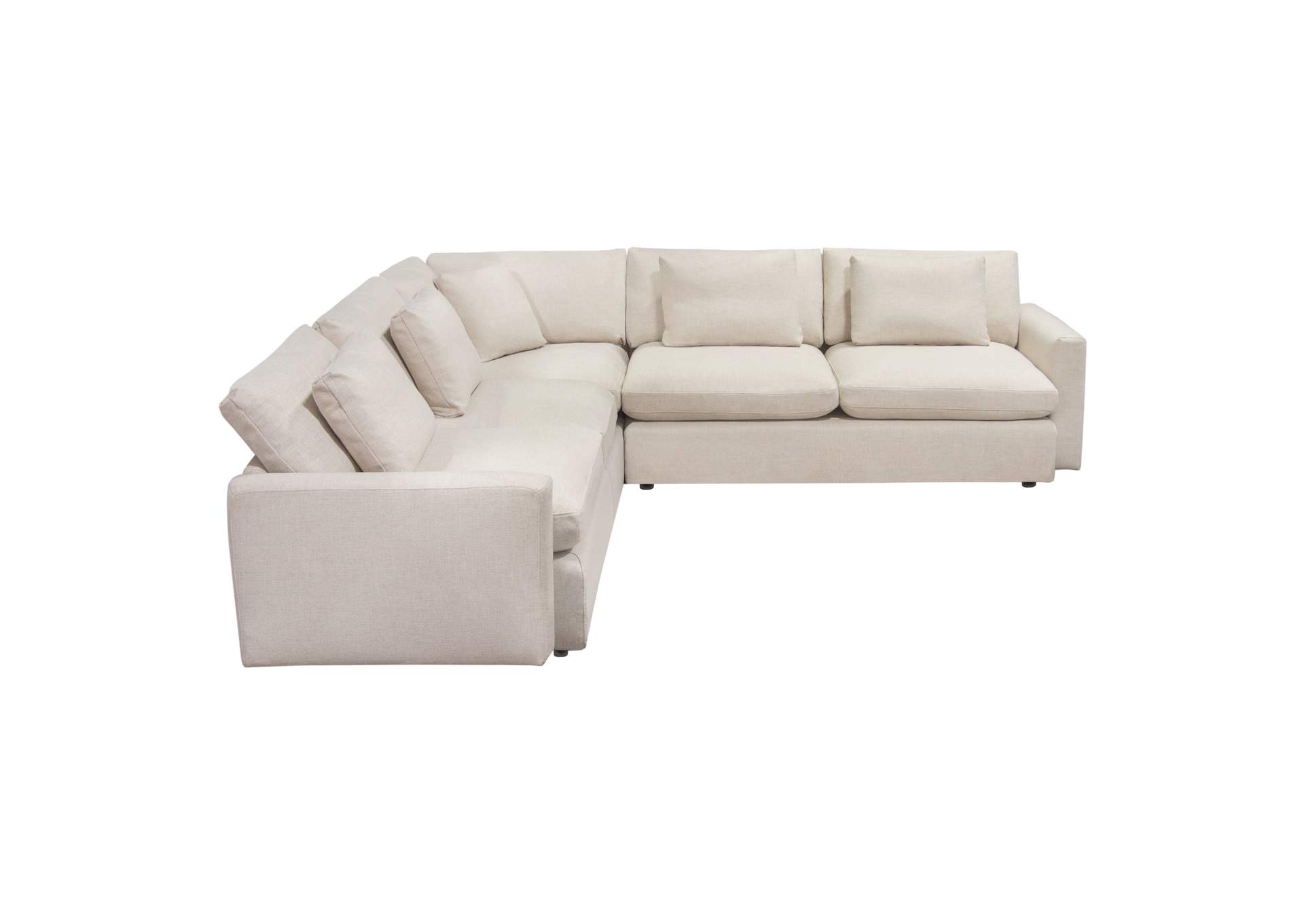 Arcadia 3pc Corner Sectional W/ Feather Down Seating In Cream Fabric image 3