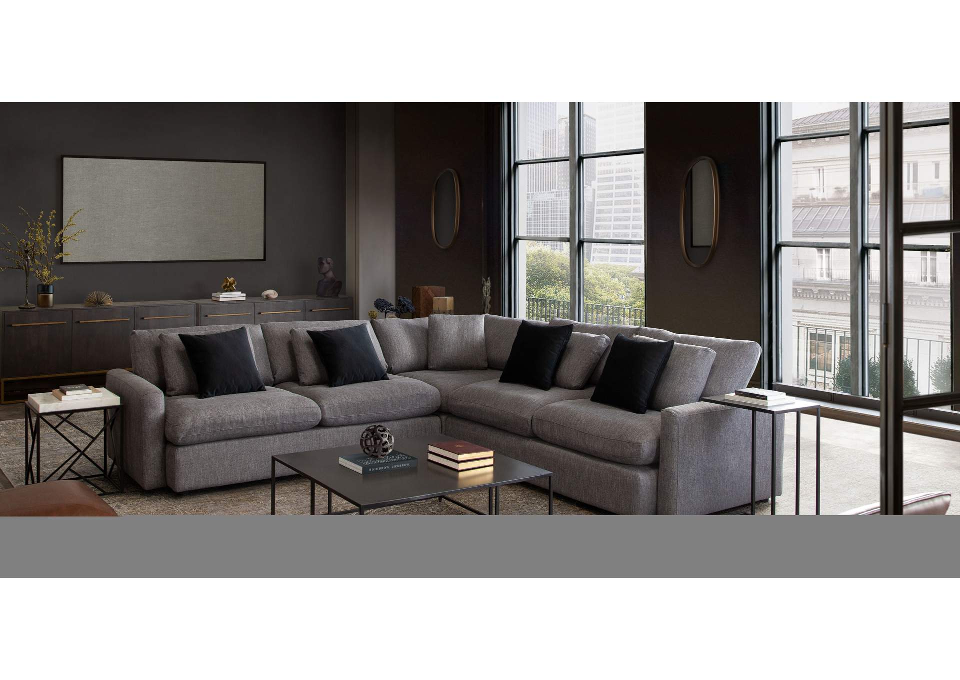 Arcadia 3pc Corner Sectional W/ Feather Down Seating In Grey Fabric image 5