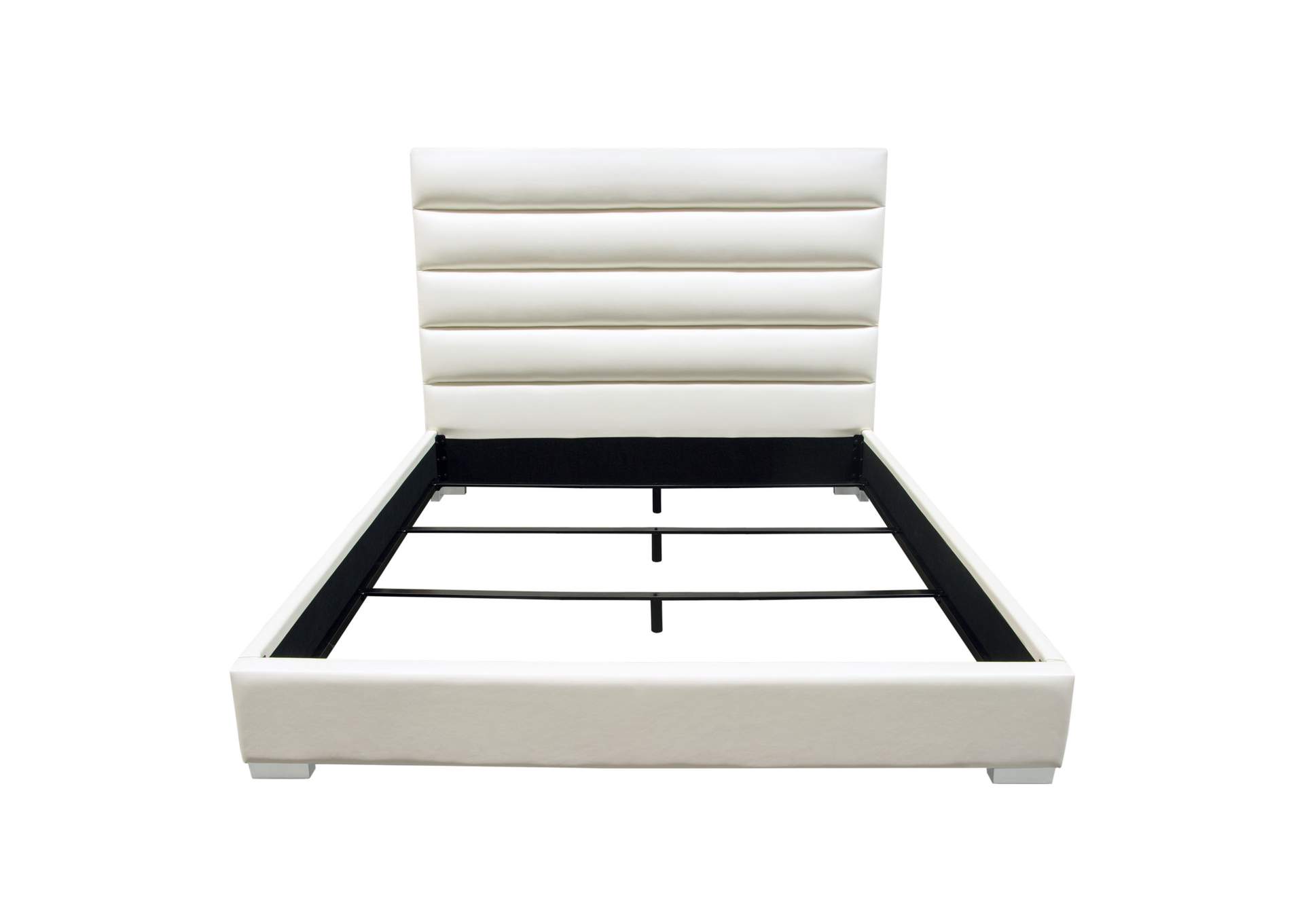 Bardot Channel Tufted Queen Bed In White Leatherette image 1