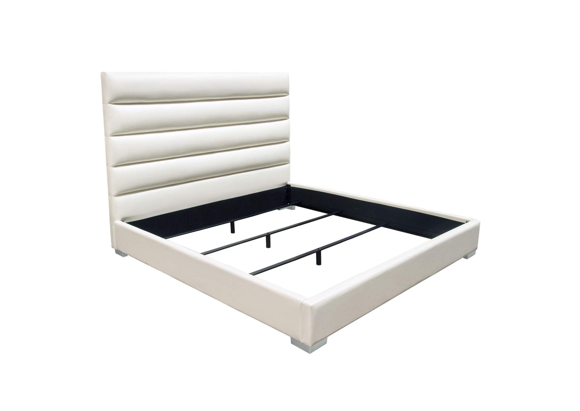 Bardot Channel Tufted Queen Bed In White Leatherette image 15