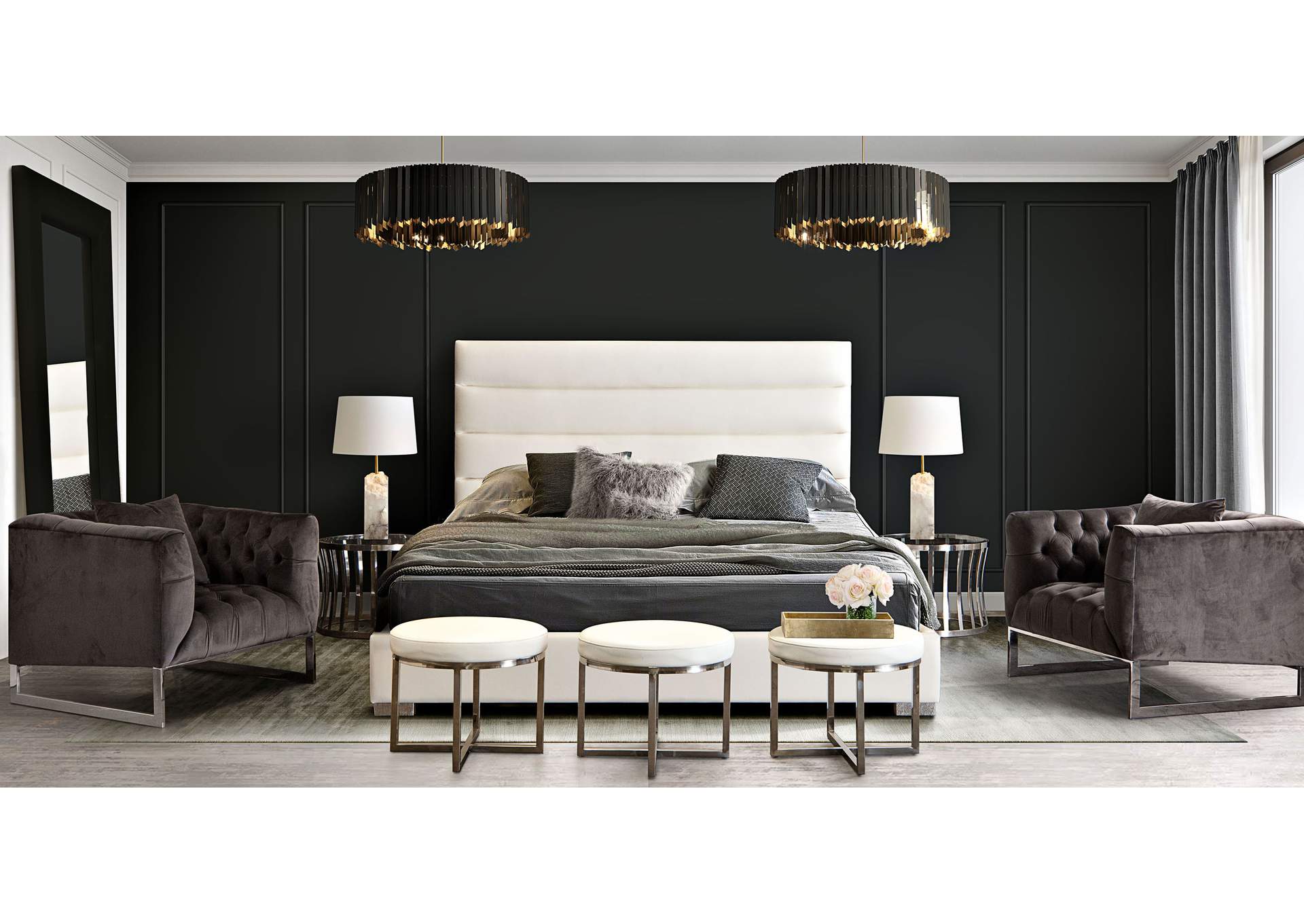 Bardot Channel Tufted Queen Bed In White Leatherette image 13