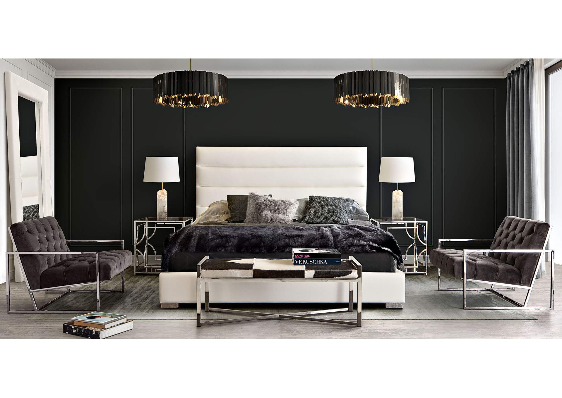 Bardot Channel Tufted Queen Bed In White Leatherette image 12