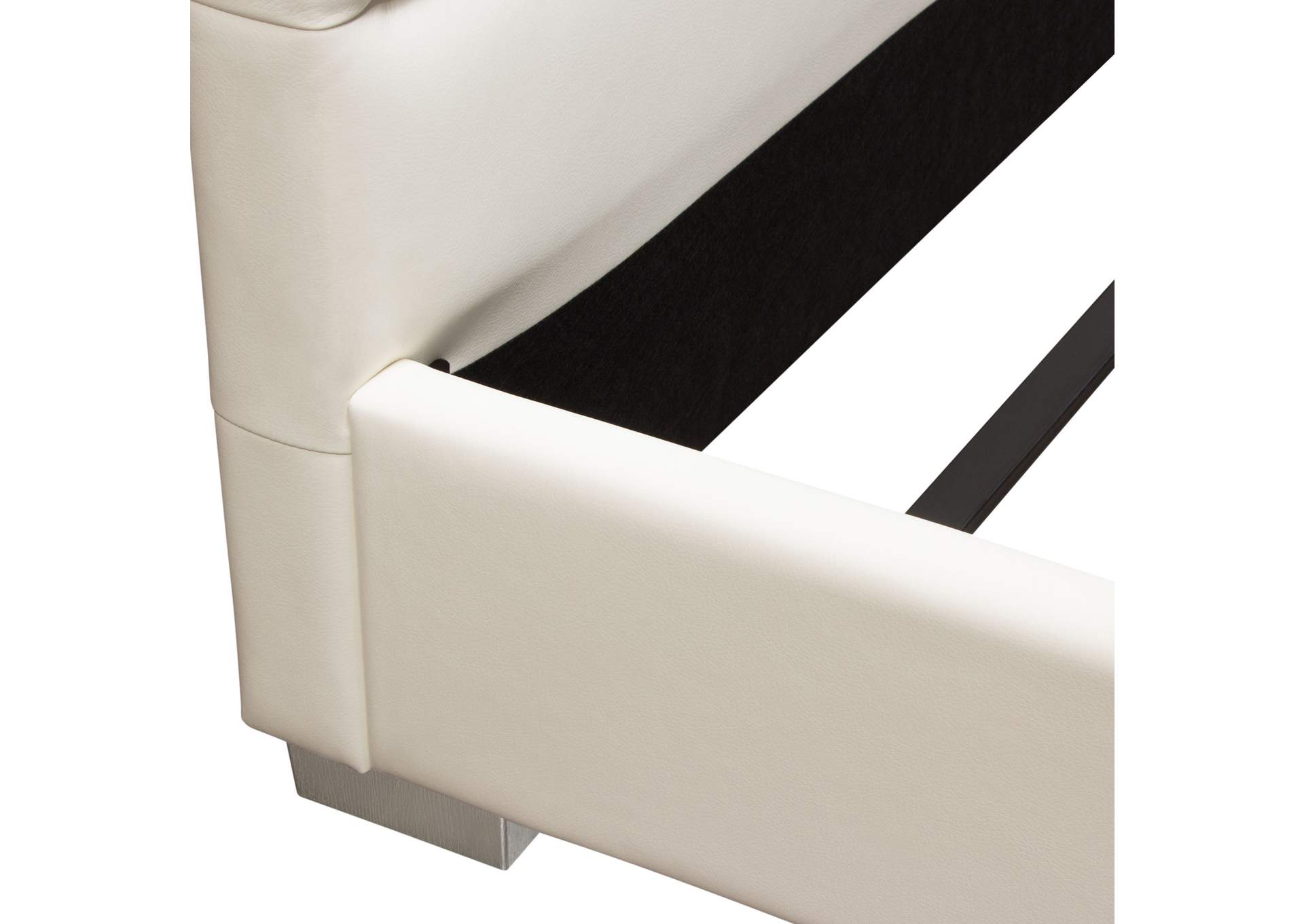 Bardot Channel Tufted Queen Bed In White Leatherette image 10