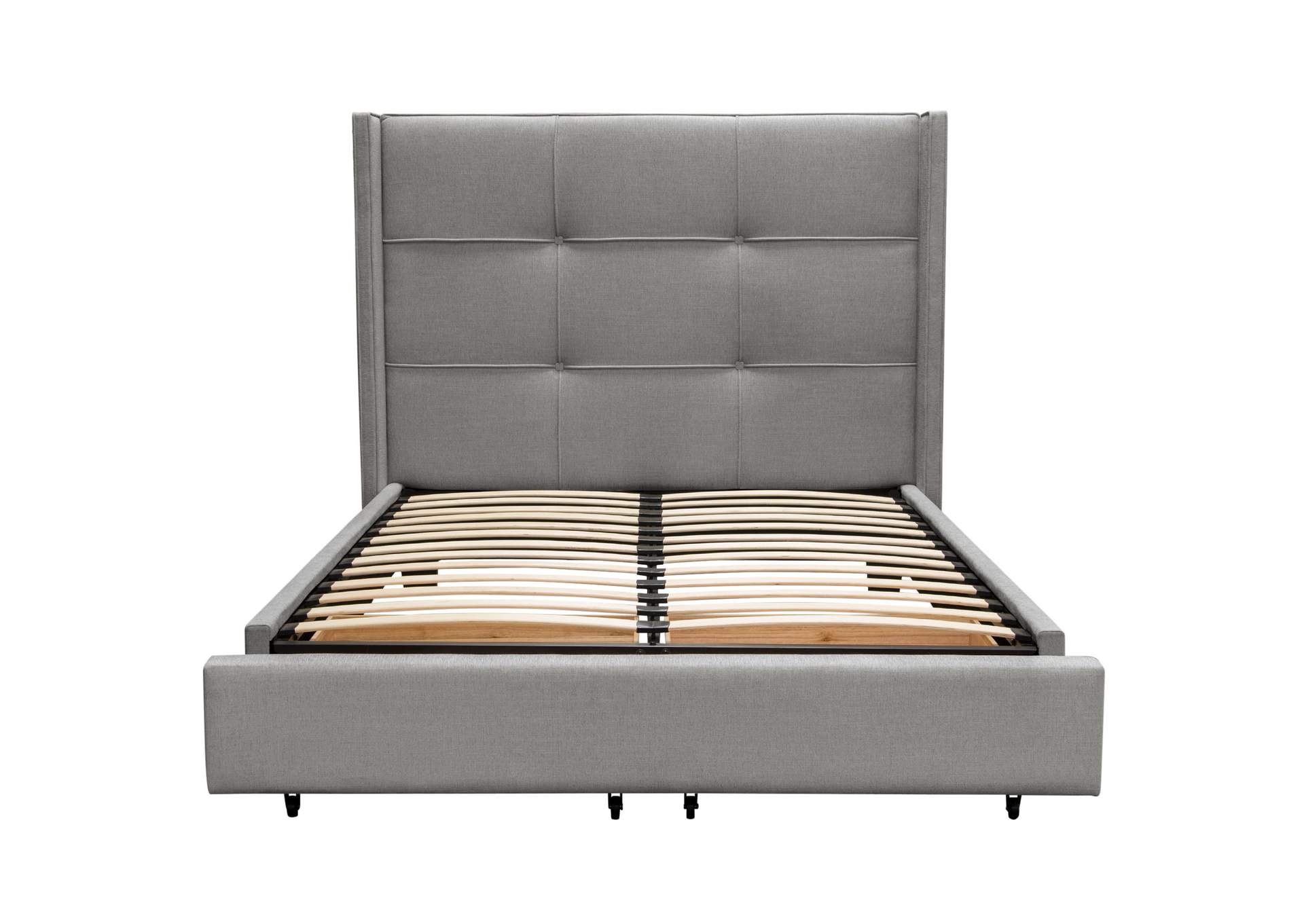 Beverly Queen Bed With Integrated Footboard Storage Unit & Accent Wings In Grey Fabric By Diamond Sofa image 19