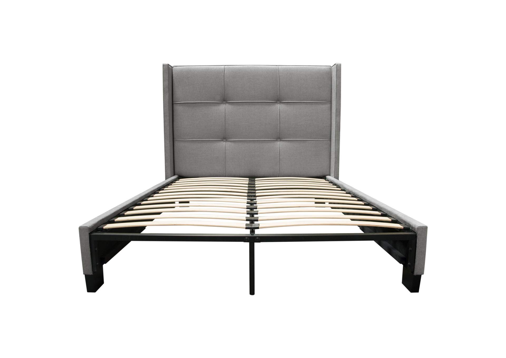 Beverly Queen Bed With Integrated Footboard Storage Unit & Accent Wings In Grey Fabric By Diamond Sofa image 16
