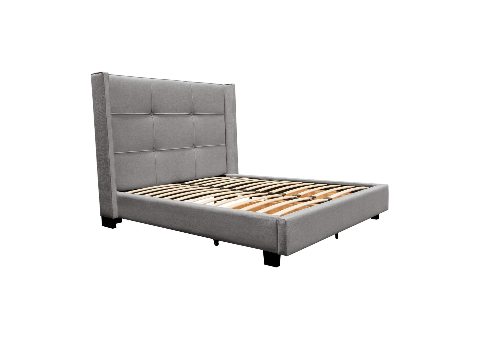 Beverly Queen Bed With Integrated Footboard Storage Unit & Accent Wings In Grey Fabric By Diamond Sofa image 12