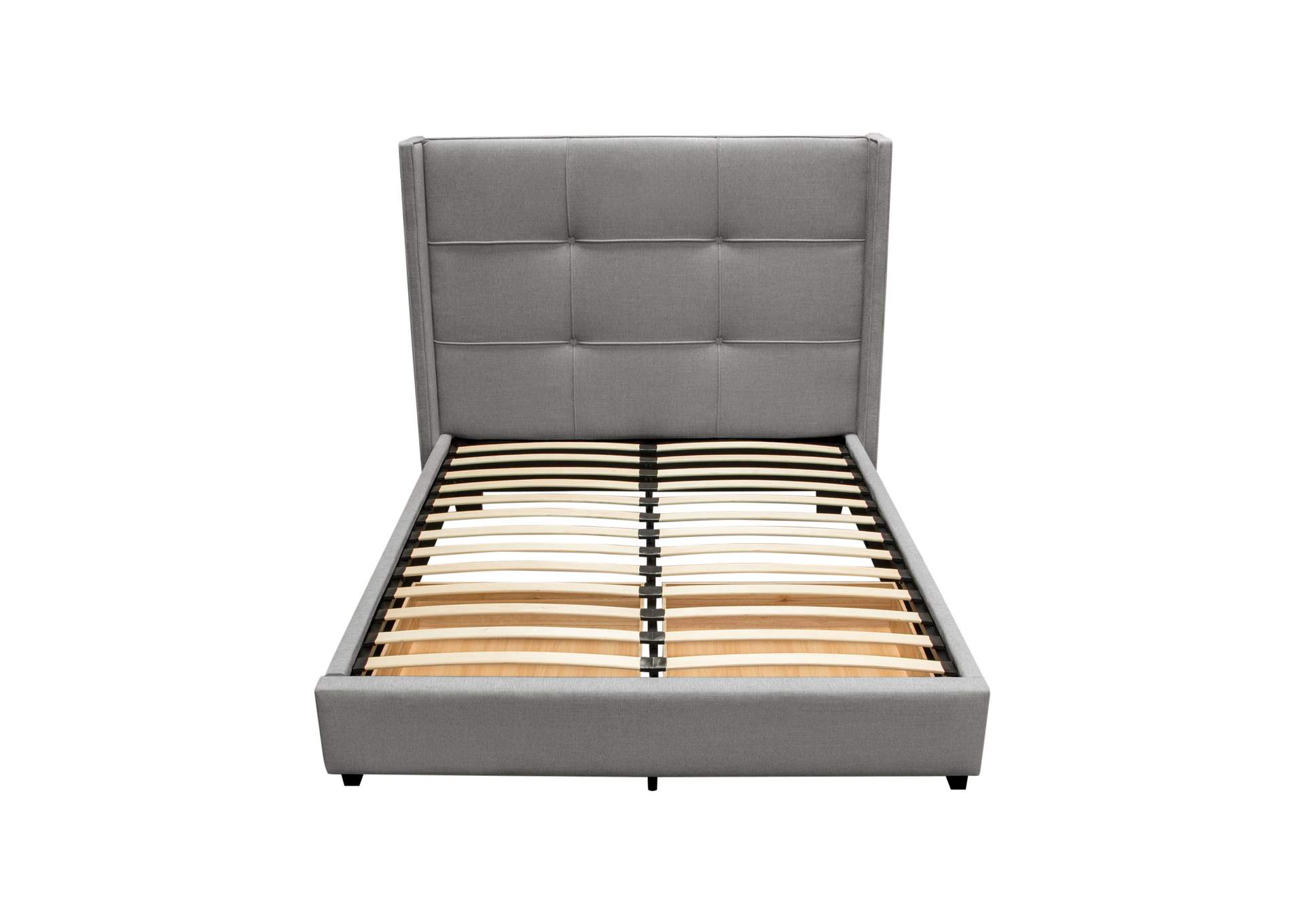 Beverly Queen Bed With Integrated Footboard Storage Unit & Accent Wings In Grey Fabric By Diamond Sofa image 7