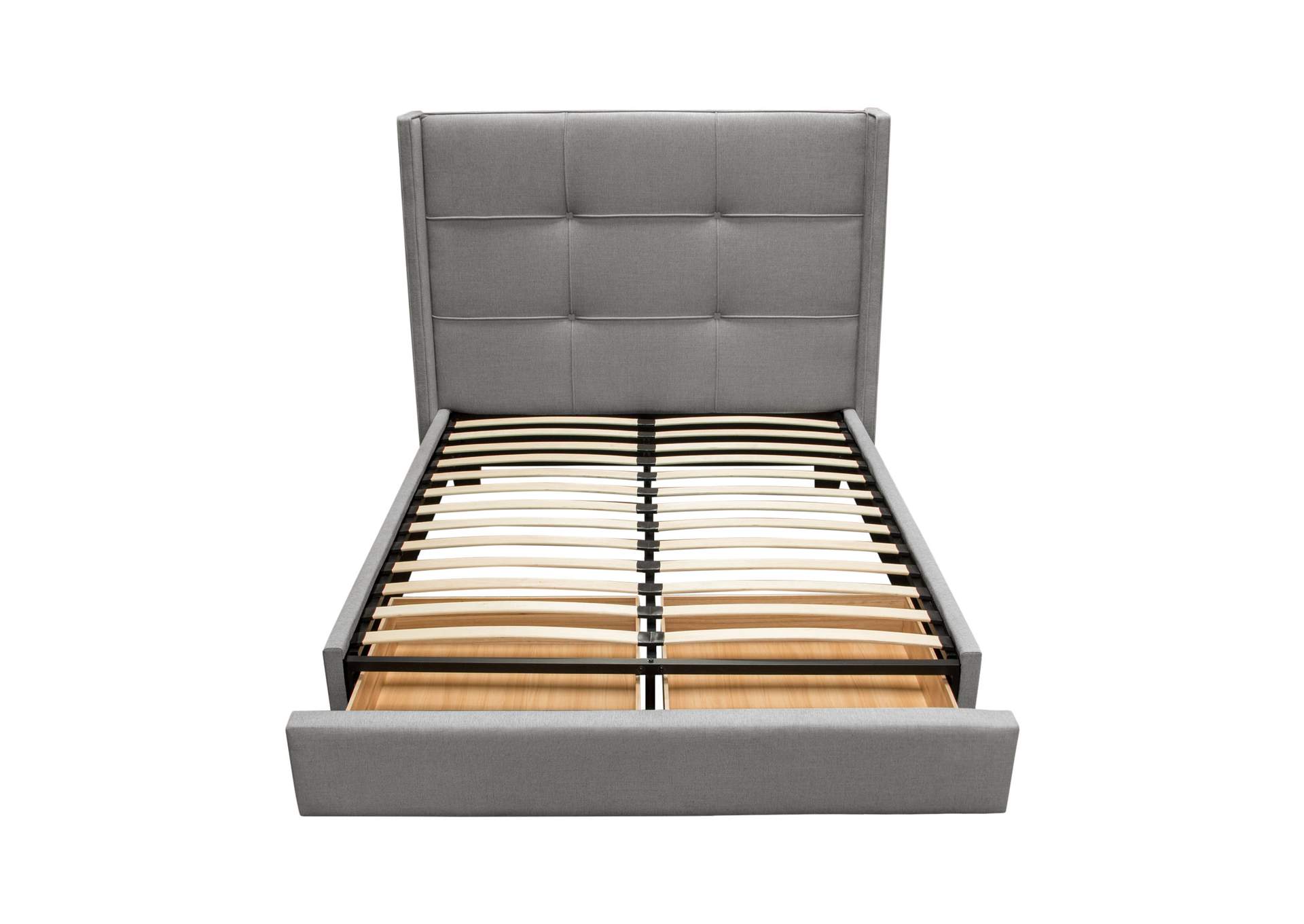 Beverly Queen Bed With Integrated Footboard Storage Unit & Accent Wings In Grey Fabric By Diamond Sofa image 6